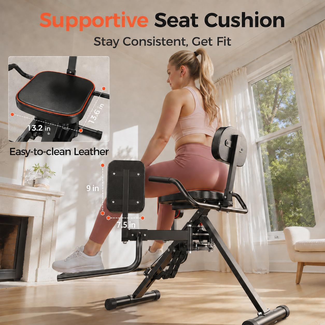 HA1 2-in-1 Hip Abductor and Adductor Machine, Glute & Inner Thigh Workout Equipment for Home Gym, Leg Workout and Booty Builder with 6 Adjustable Resistance Bands and Dual Foot Bar