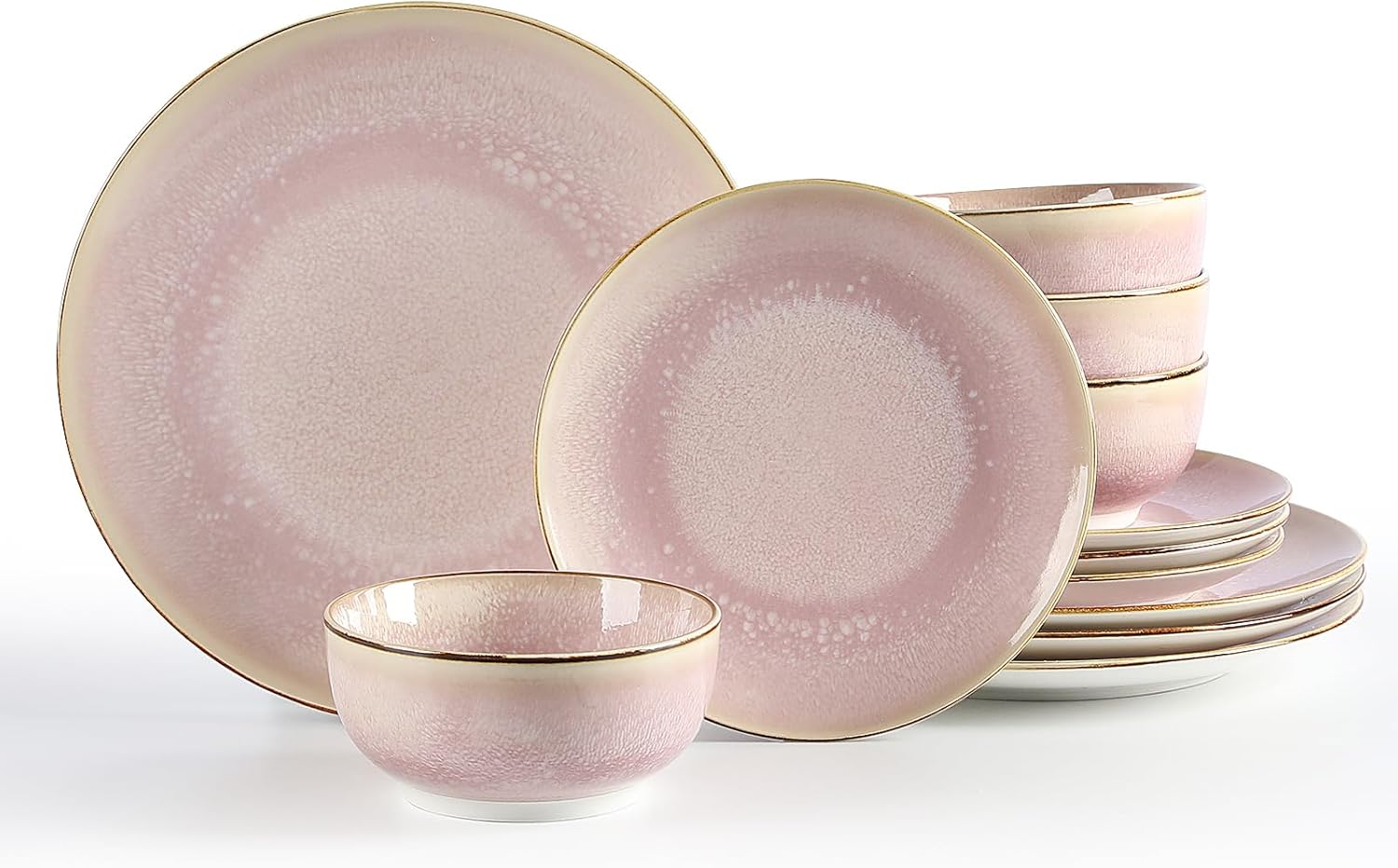 24 Piece Dinnerware Sets for 8, Porcelain Plates and Bowls Set for Kitchen, Housewaring Gift, Chip and Scratch Resistant, Easy Cleaning Dishes Set, Stack Compactly Dishware, Bohemian