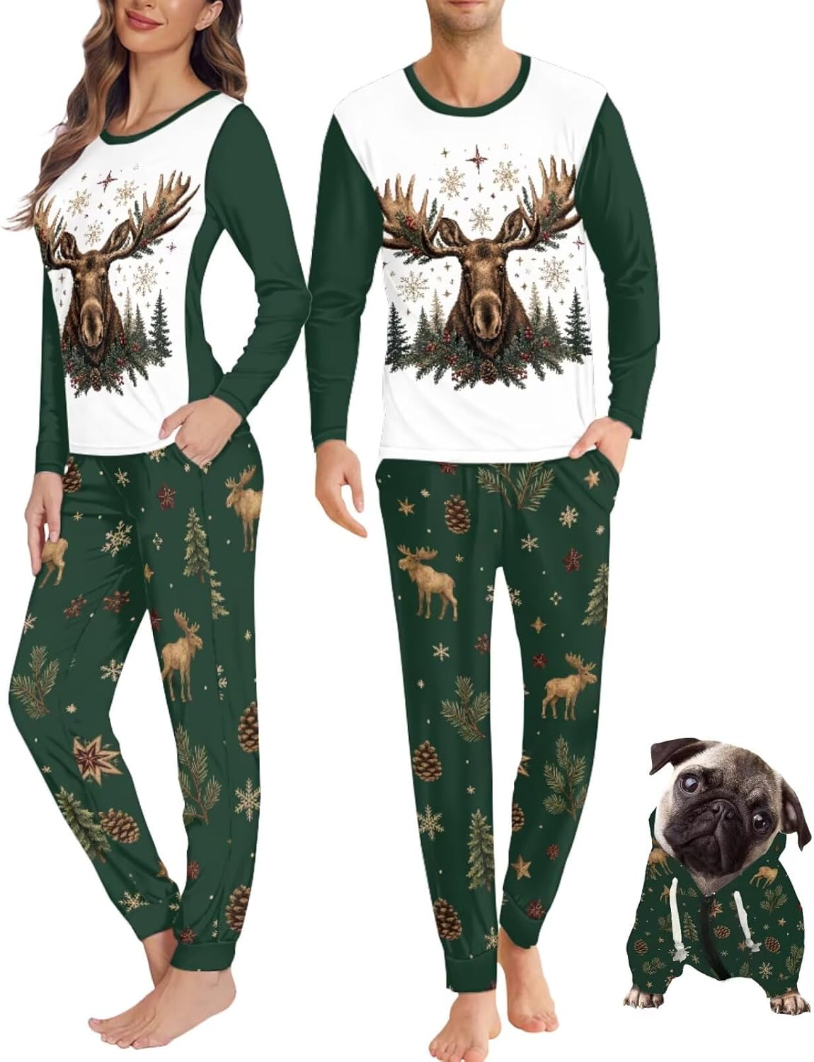Christmas Pajamas for Couples with Dog Hoodie