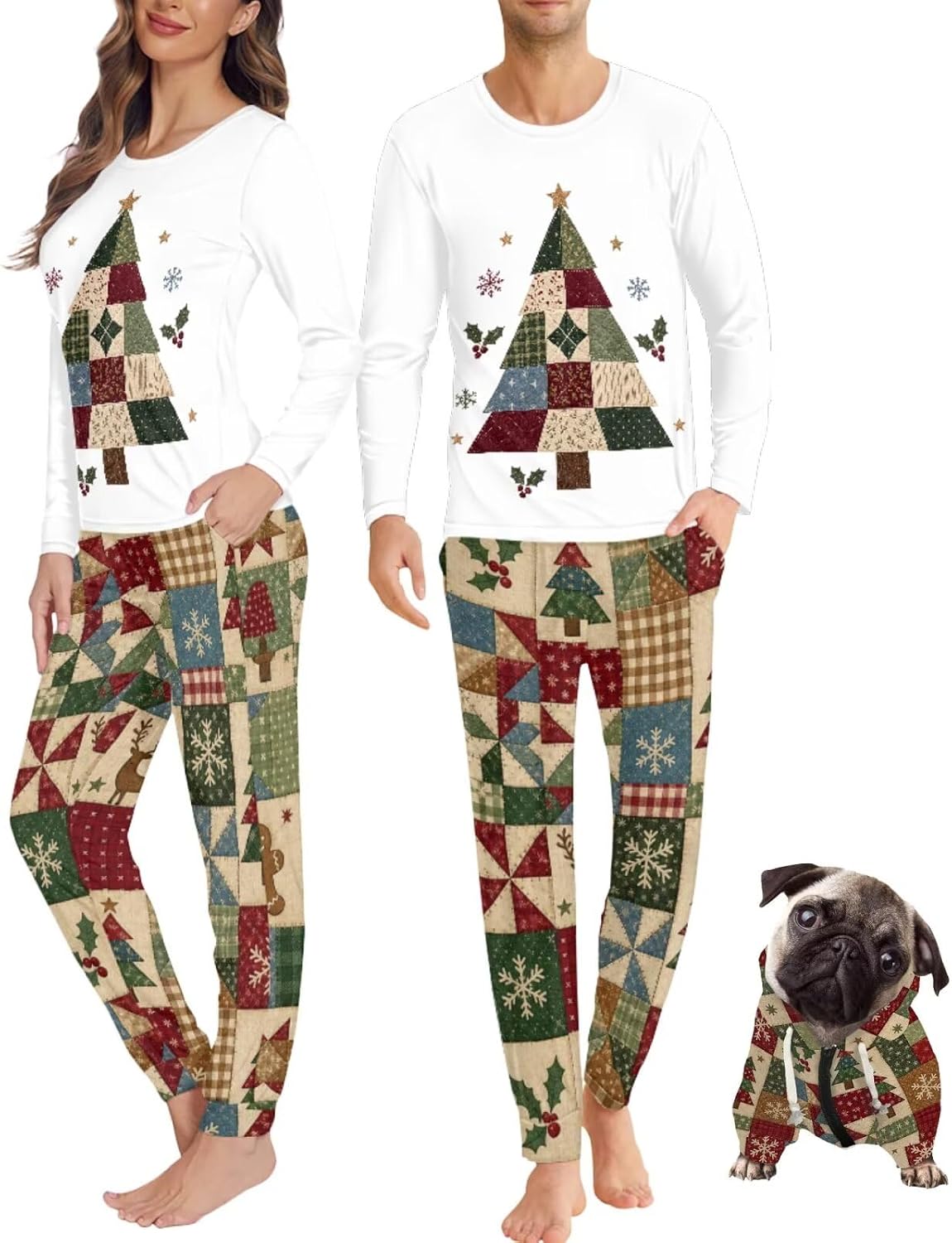 Christmas Pajamas for Couples with Dog Hoodie