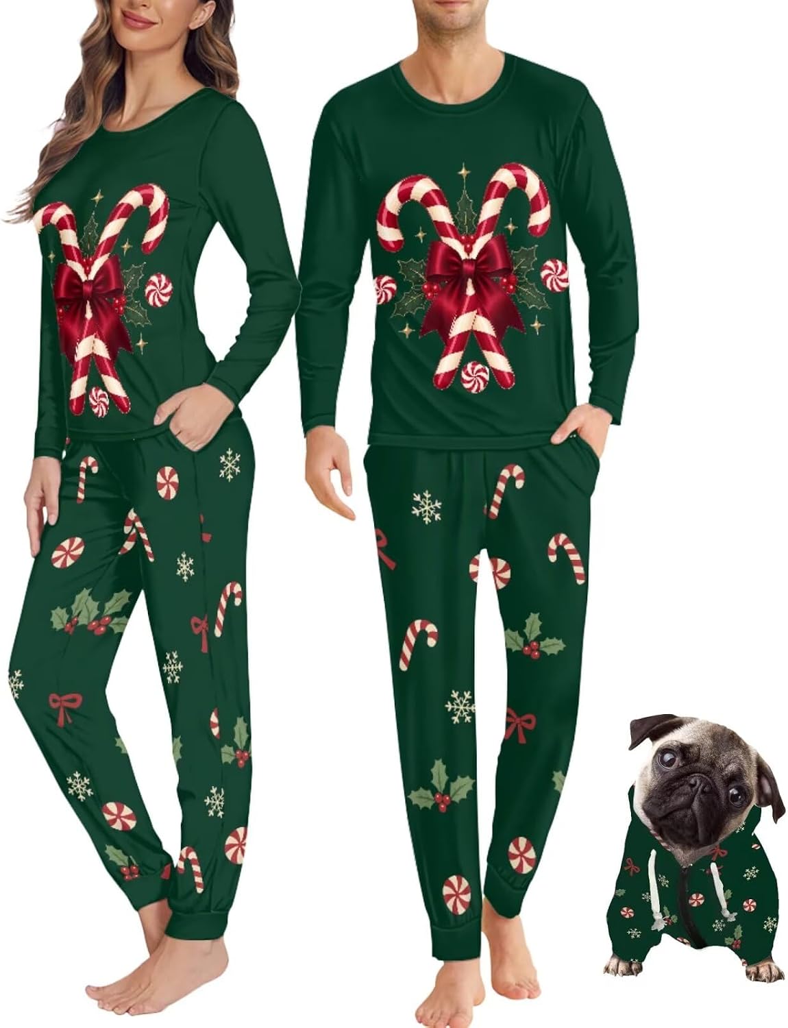 Christmas Pajamas for Couples with Dog Hoodie