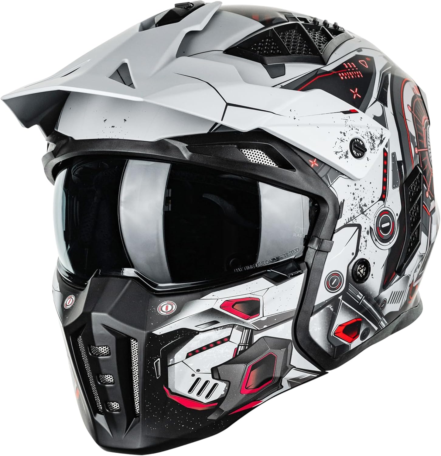 Open Face Motorcycle 3/4 Half Helmet for Men and Women, Vintage Retro Helmet with Visor for Moped ATV Cruiser Scooter DOT Model Z302(Matte Skull,Medium)