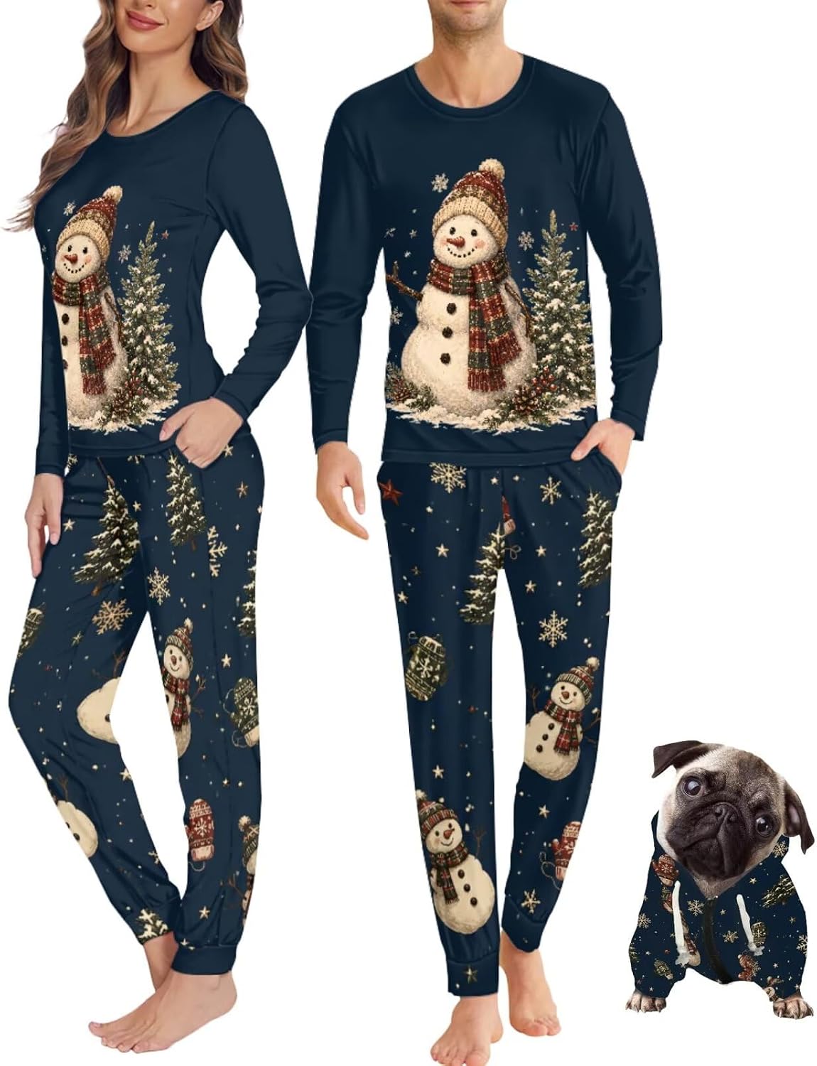 Christmas Pajamas for Couples with Dog Hoodie