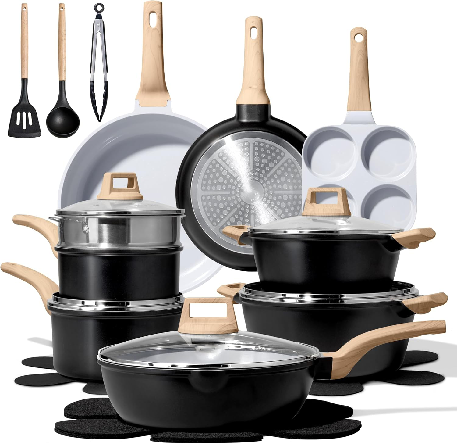 44-Piece Nonstick Cookware Set – Pots & Pans, Bakeware & Kitchen Knife Set, Induction Compatible