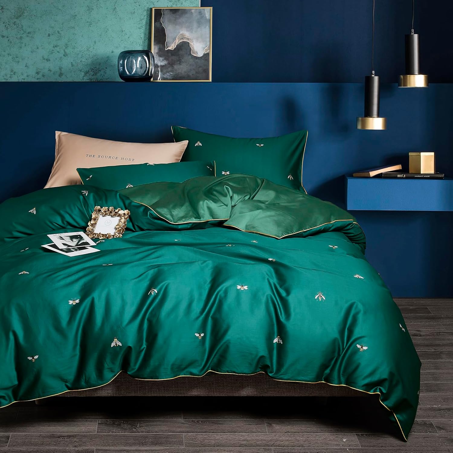 Duvet Cover Set King Size Bird Flower Pattern Soft Long Staple Cotton Floral Bedding Comforter Cover Set with Zipper Ties for Women and Men, Ultra Soft, Breathable, Easy Care-King Size