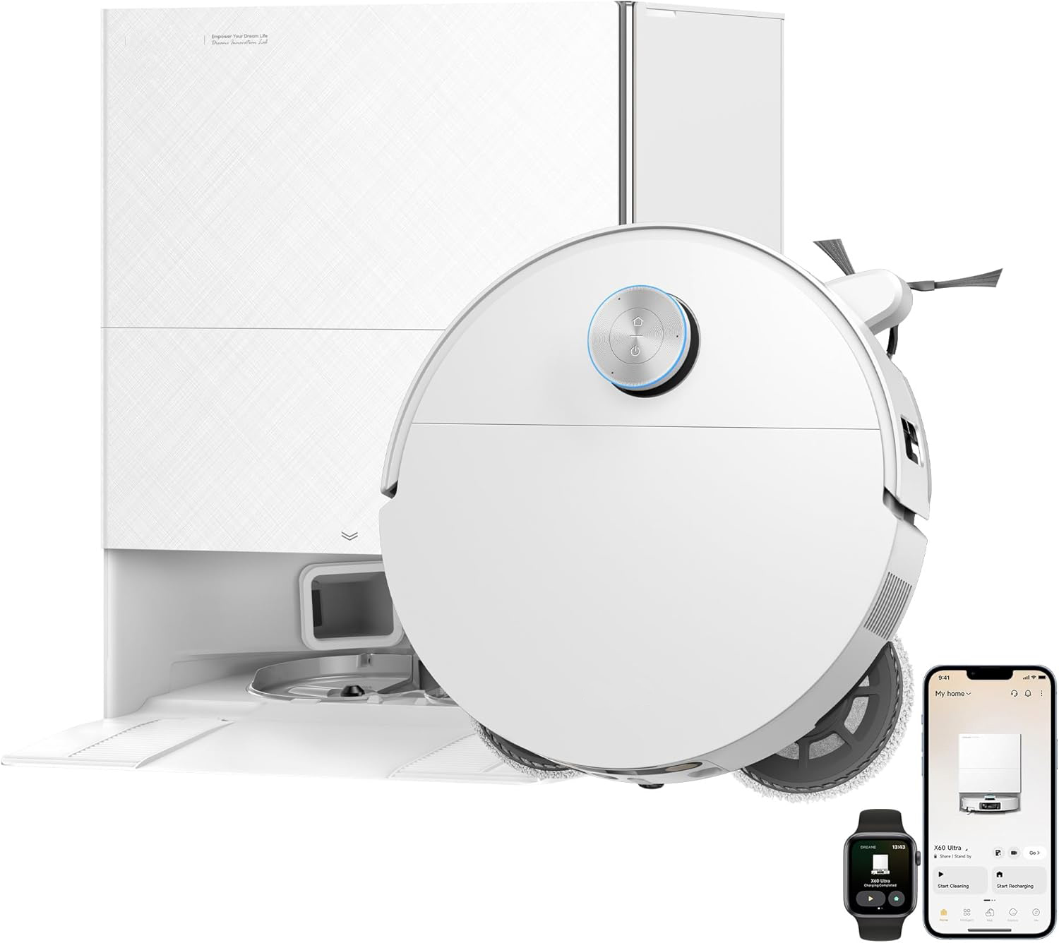 X60 Ultra Robot Vacuum and Mop, 3.13in Ultra-Thin Design, 3.47in Obstacle Clearing, 35,000Pa Suction, Self Emptying&Refilling, Mop Self-Cleaning, 100% Detangling, 280+Obstacle Avoidance, Black