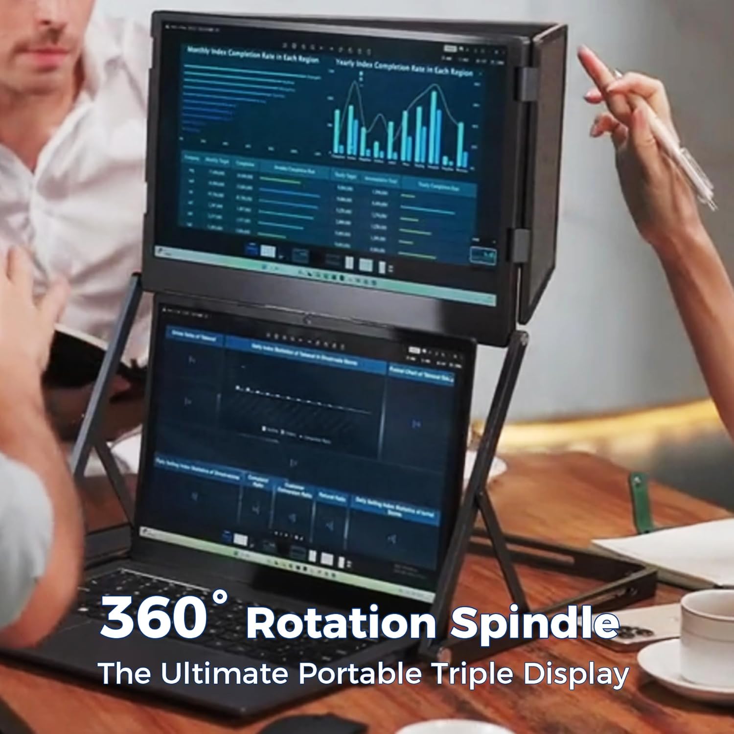 Limited-time offer 80% OFF⏰️ Laptop Screen Extender, 15.6” Triple Portable Monitor for Laptop with Ultra-Slim FHD IPS Display, USB-C Plug and Play Extended Screen Compatible with MacOS, Windows, Android for 12-16" Laptops