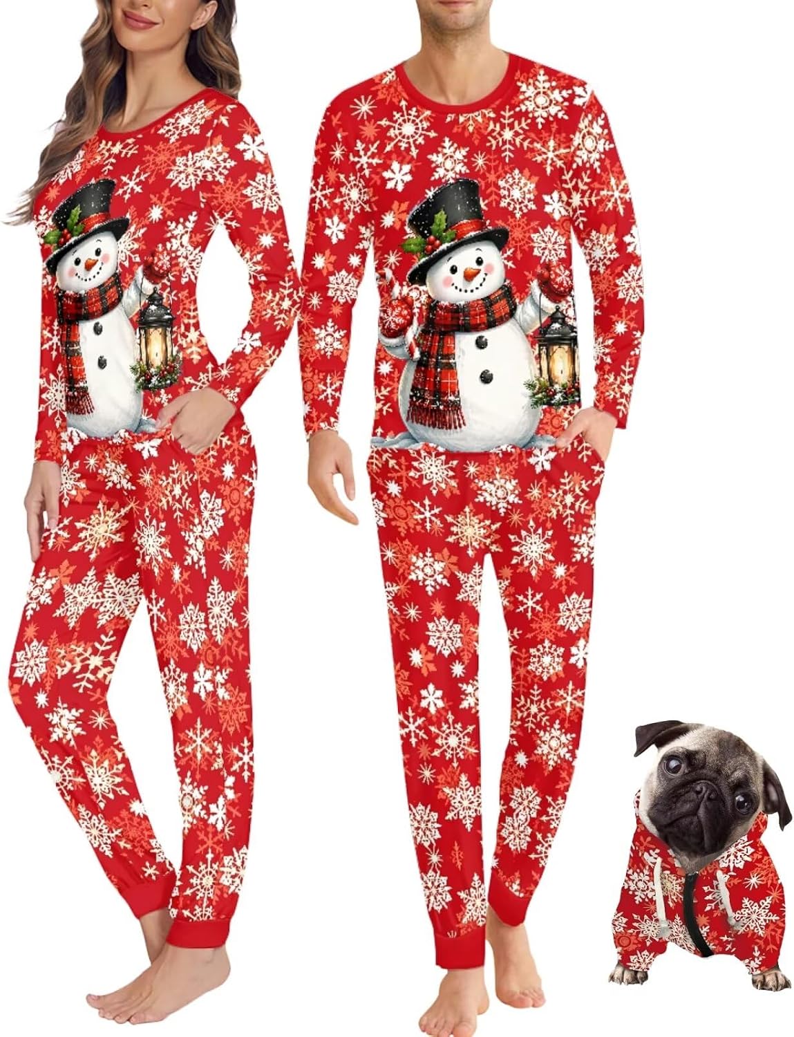 Christmas Pajamas for Couples with Dog Hoodie