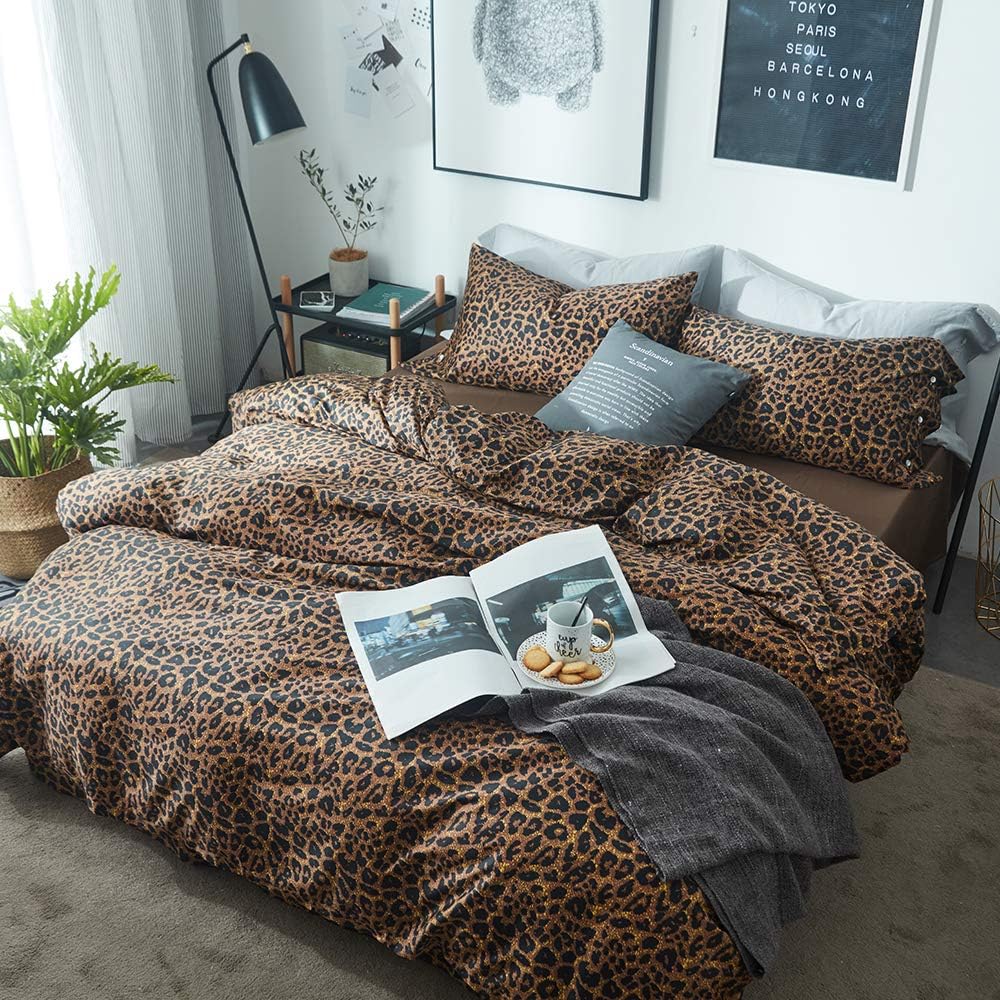 Duvet Cover Set King Size Bird Flower Pattern Soft Long Staple Cotton Floral Bedding Comforter Cover Set with Zipper Ties for Women and Men, Ultra Soft, Breathable, Easy Care-King Size