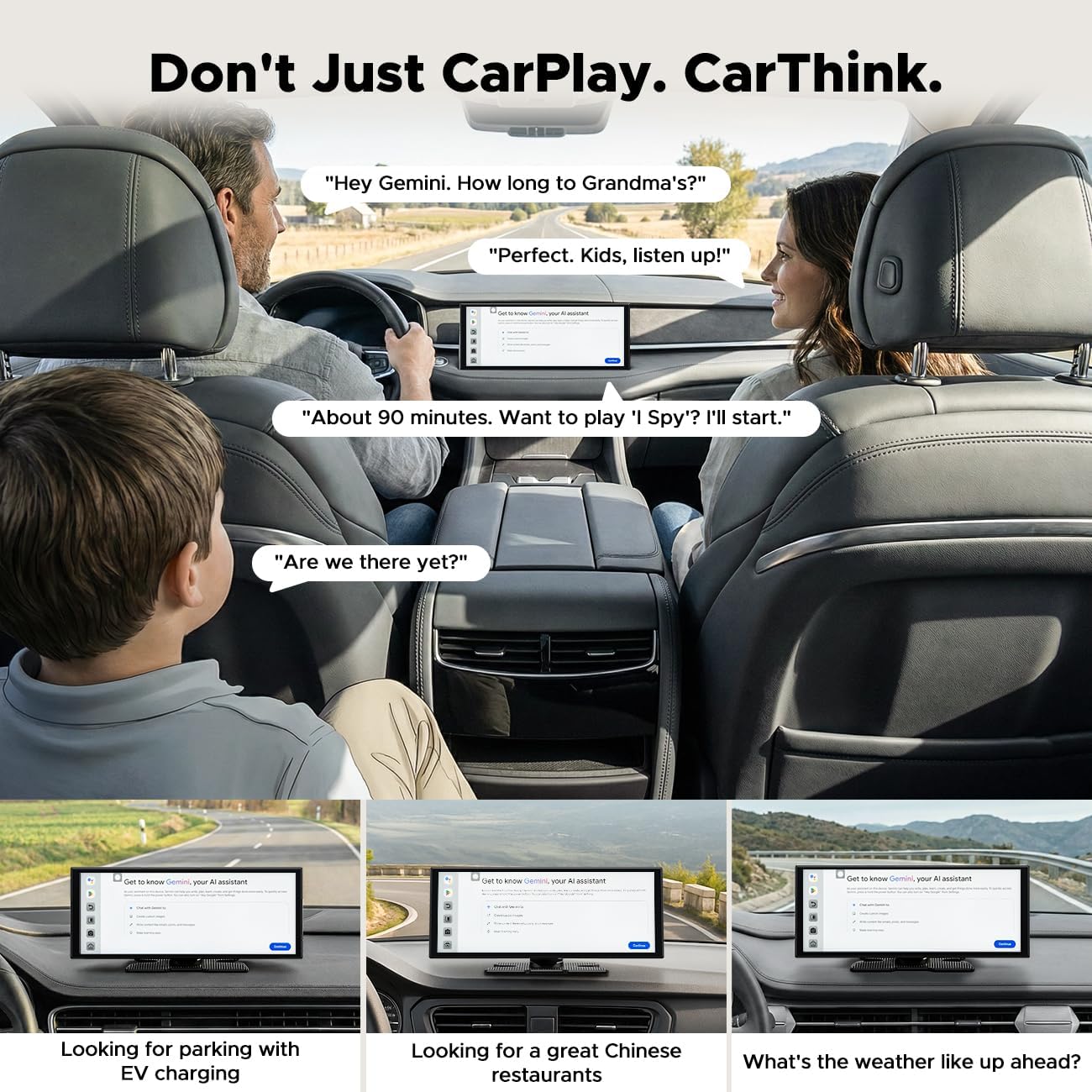 11" AI CarPlay Screen with Full Google-Play Access: Download Apps for Streaming, Gemini & More, 8-Core Processor, Built-in GPS, 1920x720 IPS 60FPS Screen, Android Auto, OTA, 1080P DVR Backup Camera
