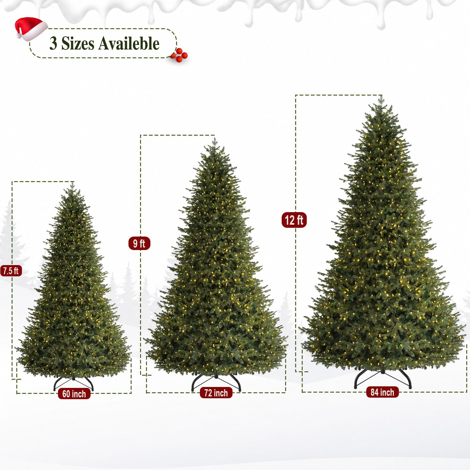 12ft Prelit Luxury Christmas Tree with Remote, Quick Connect