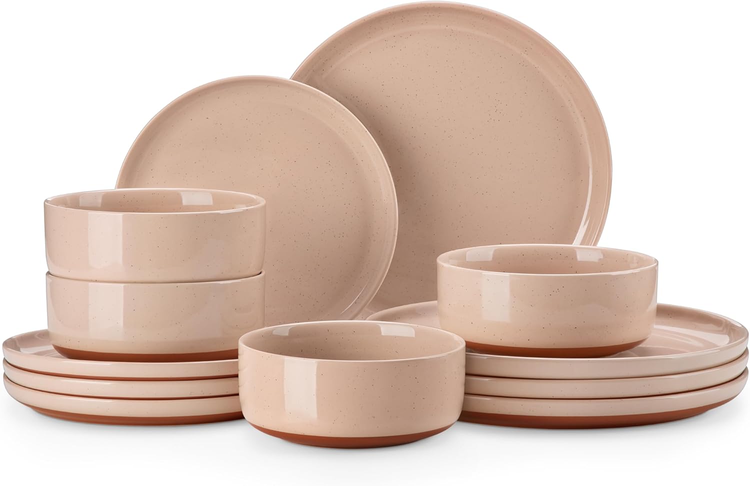 Plates and Bowls Sets, 18 Pieces Modern Ceramic Dinnerware Set for 6 Kitchen Dinner Set Stoneware Dishware Dishes Set Microwave and Dishwasher Safe, White, Series TARA