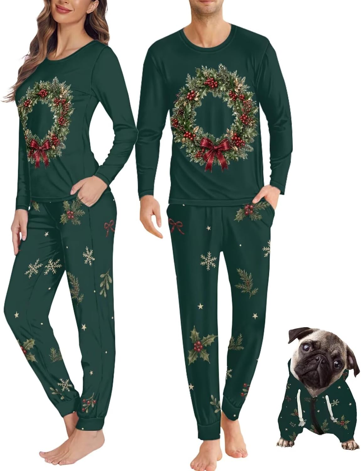 Christmas Pajamas for Couples with Dog Hoodie