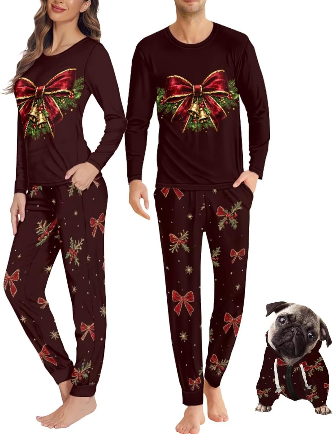 Christmas Pajamas for Couples with Dog Hoodie