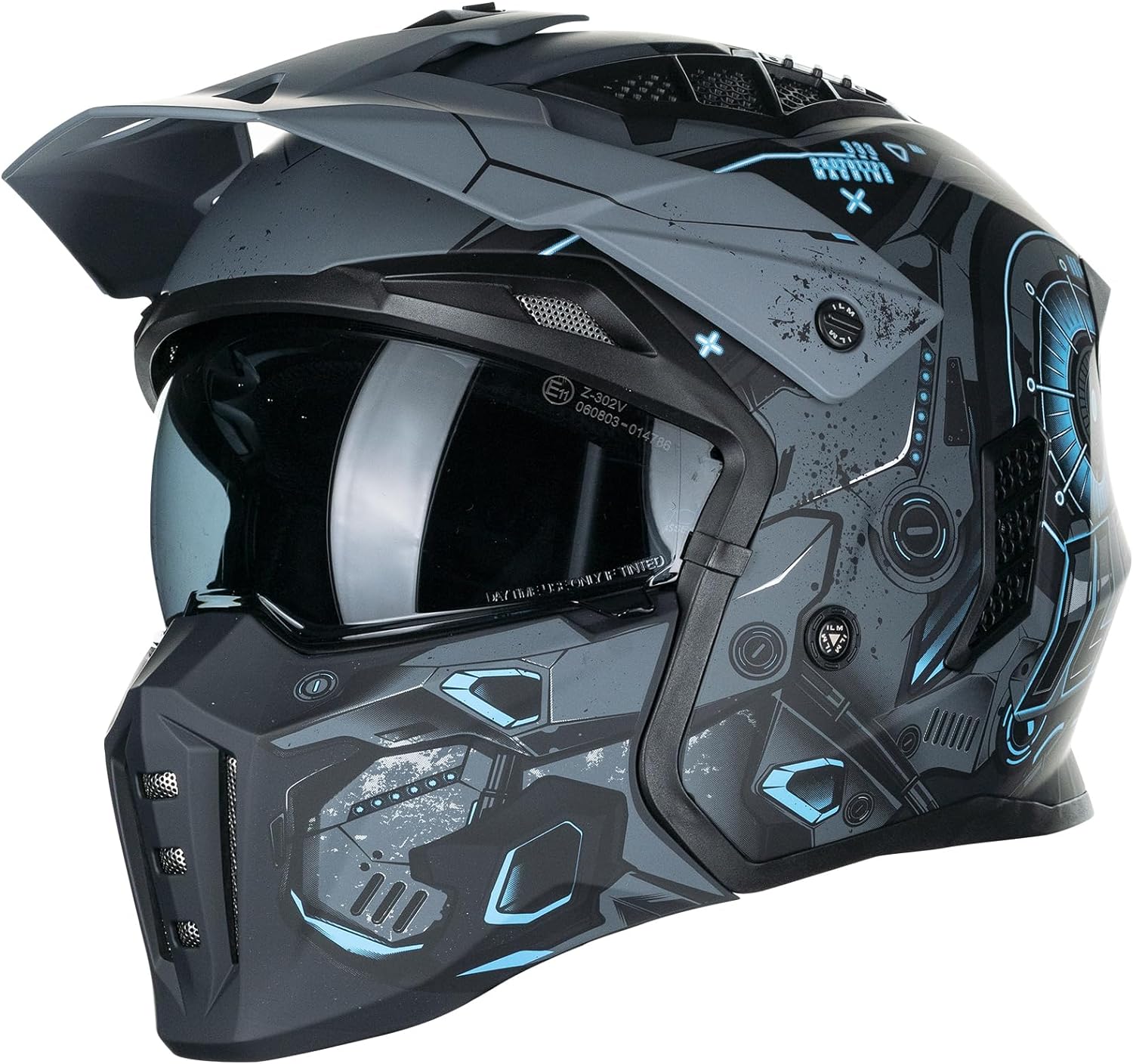 Open Face Motorcycle 3/4 Half Helmet for Men and Women, Vintage Retro Helmet with Visor for Moped ATV Cruiser Scooter DOT Model Z302(Matte Skull,Medium)