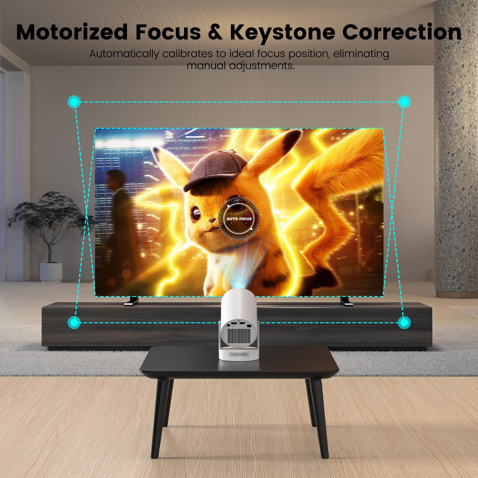 Smart Portable 4K Projector with 210° Rotation & Android 11
