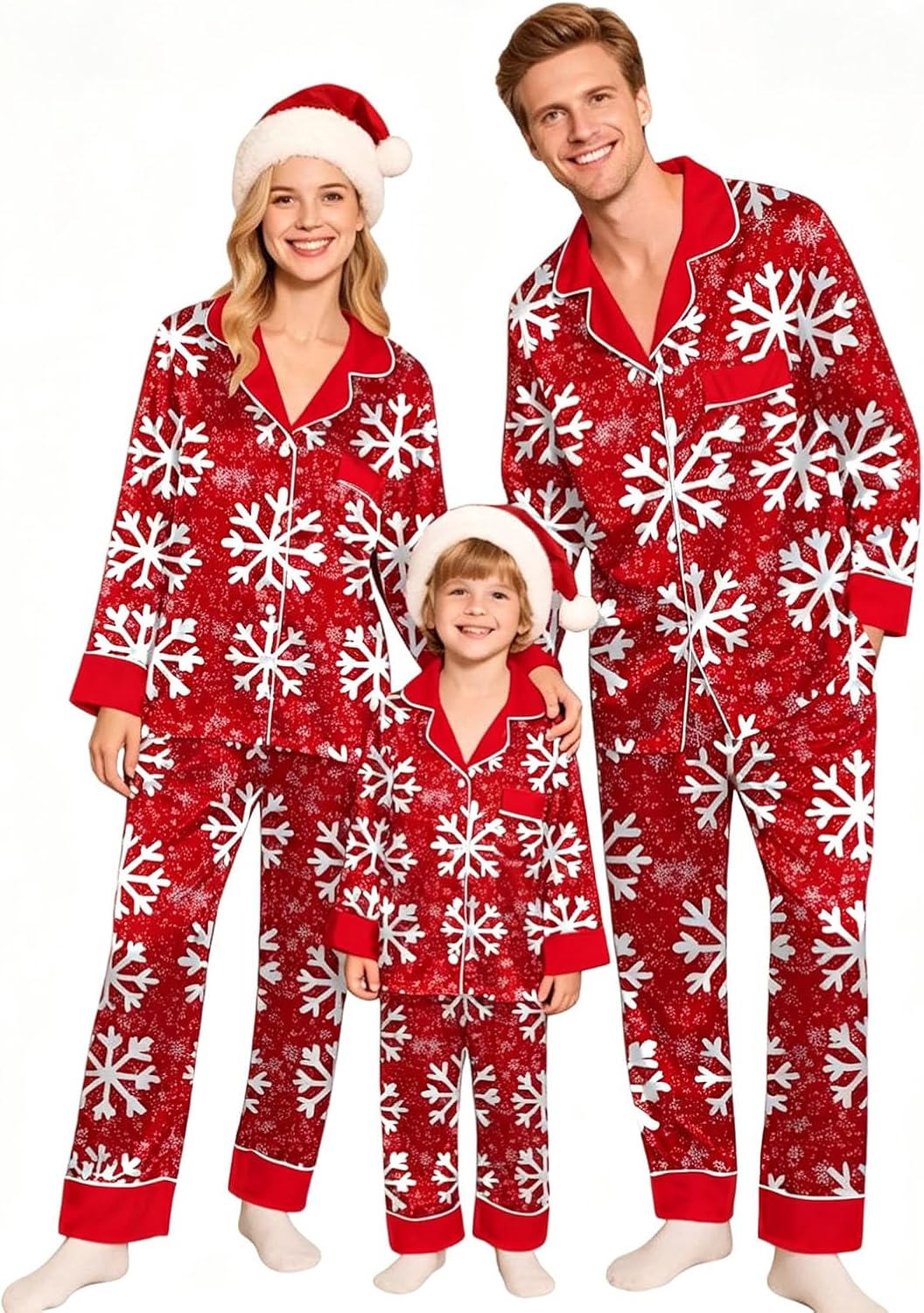 Family Christmas Pajamas Matching Sets Satin Silk Xmas Jammies