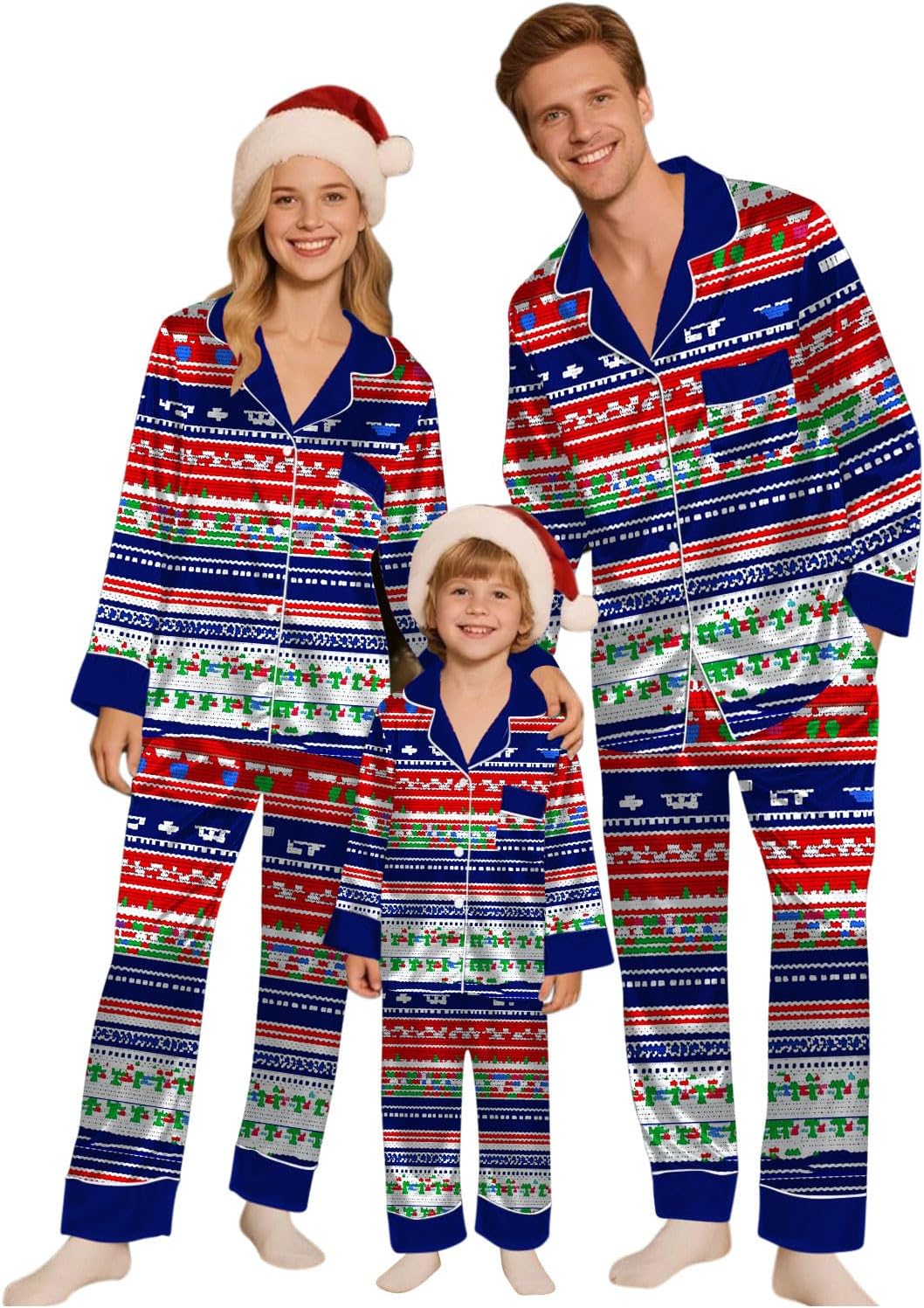 Family Christmas Pajamas Matching Sets Satin Silk Xmas Jammies