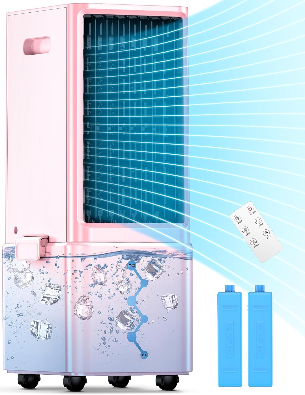 42 INCH Swamp Cooler Air Conditioner w/ 4 Modes & 3 Speeds, Aroma&Memory Function Evaporative Air Cooler, 4.2L Dual Tank, 15H Timer, 6 Ice Packs Portable Windowless Air Conditioner for Bedroom