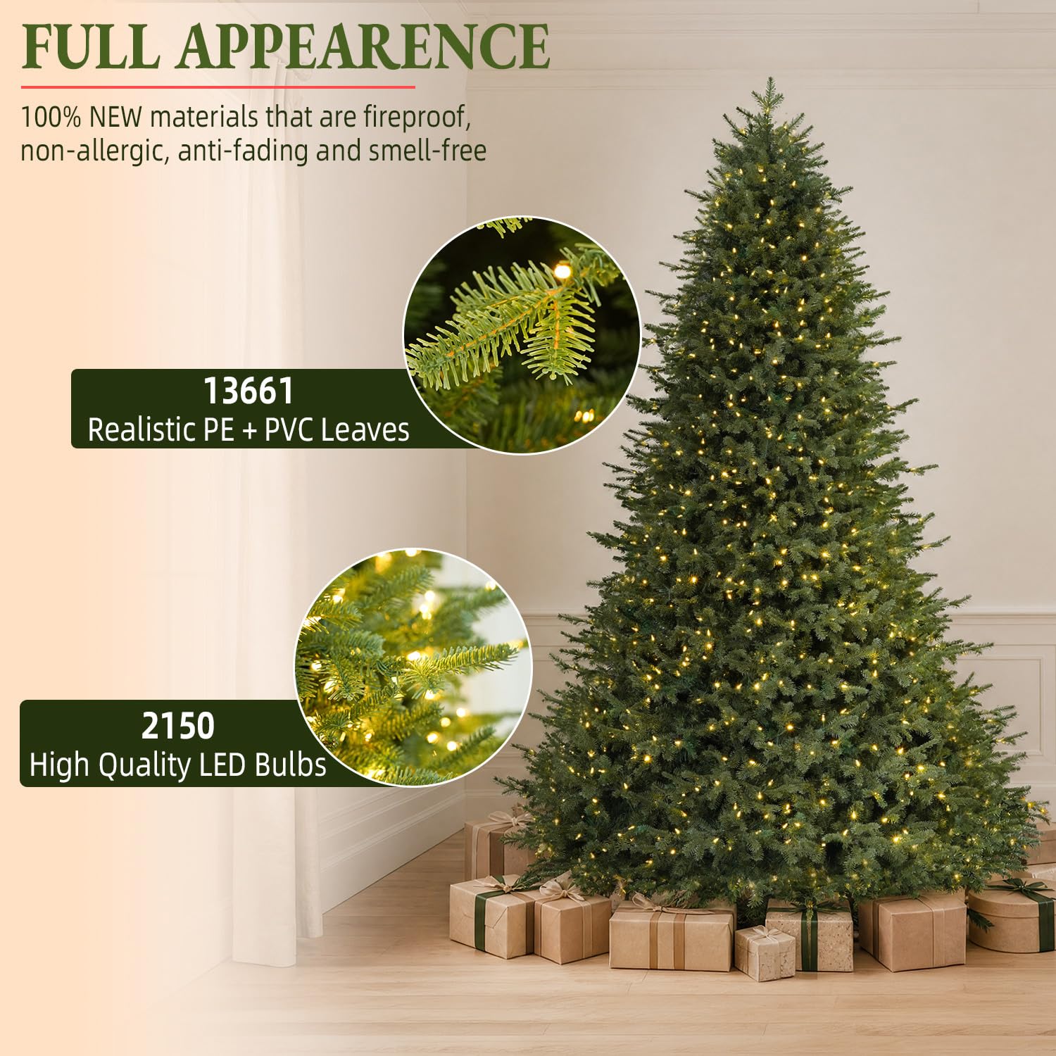 12ft Prelit Luxury Christmas Tree with Remote, Quick Connect