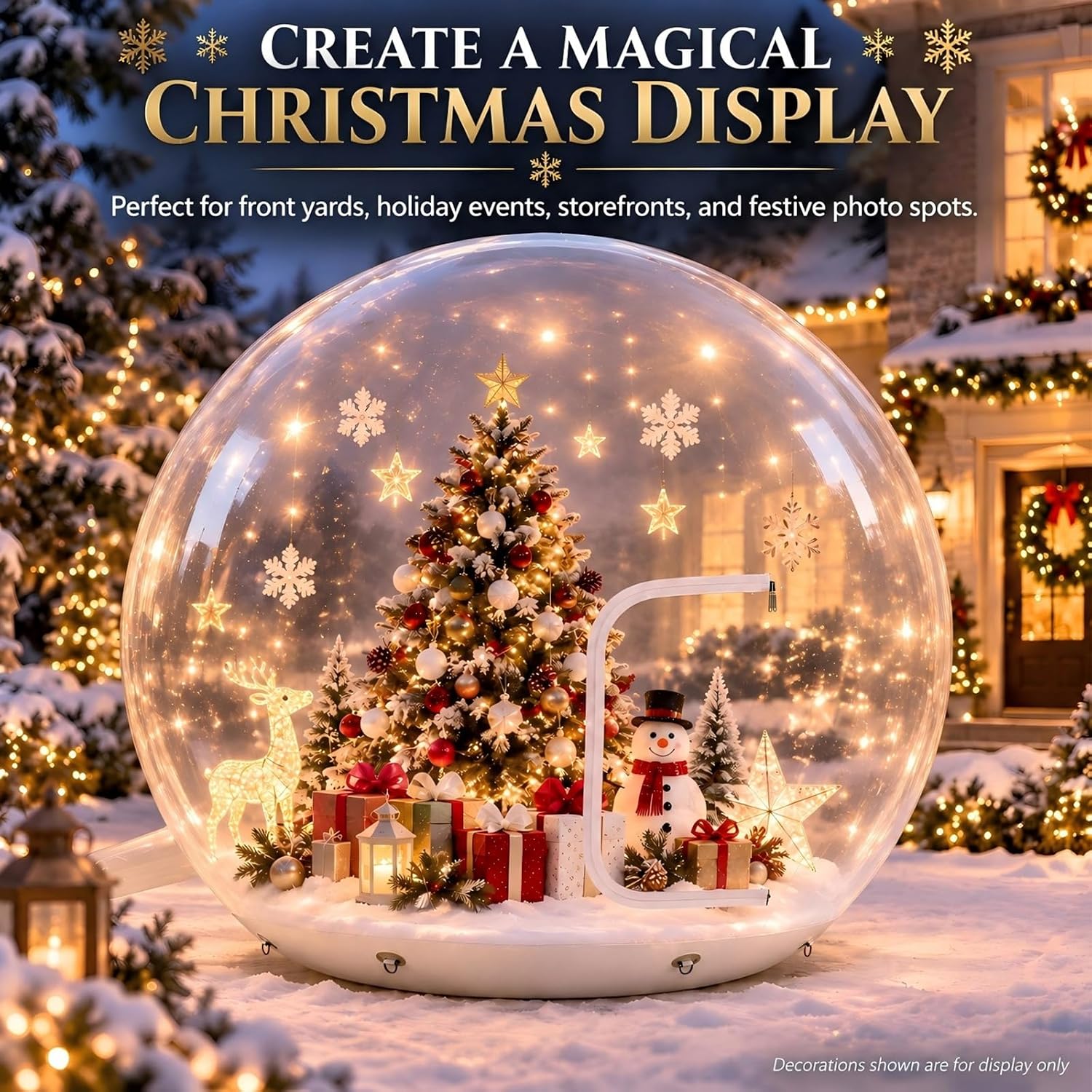 10FT Giant Inflatable Snow Globe, Clear PVC Christmas Dome with 250W Blower