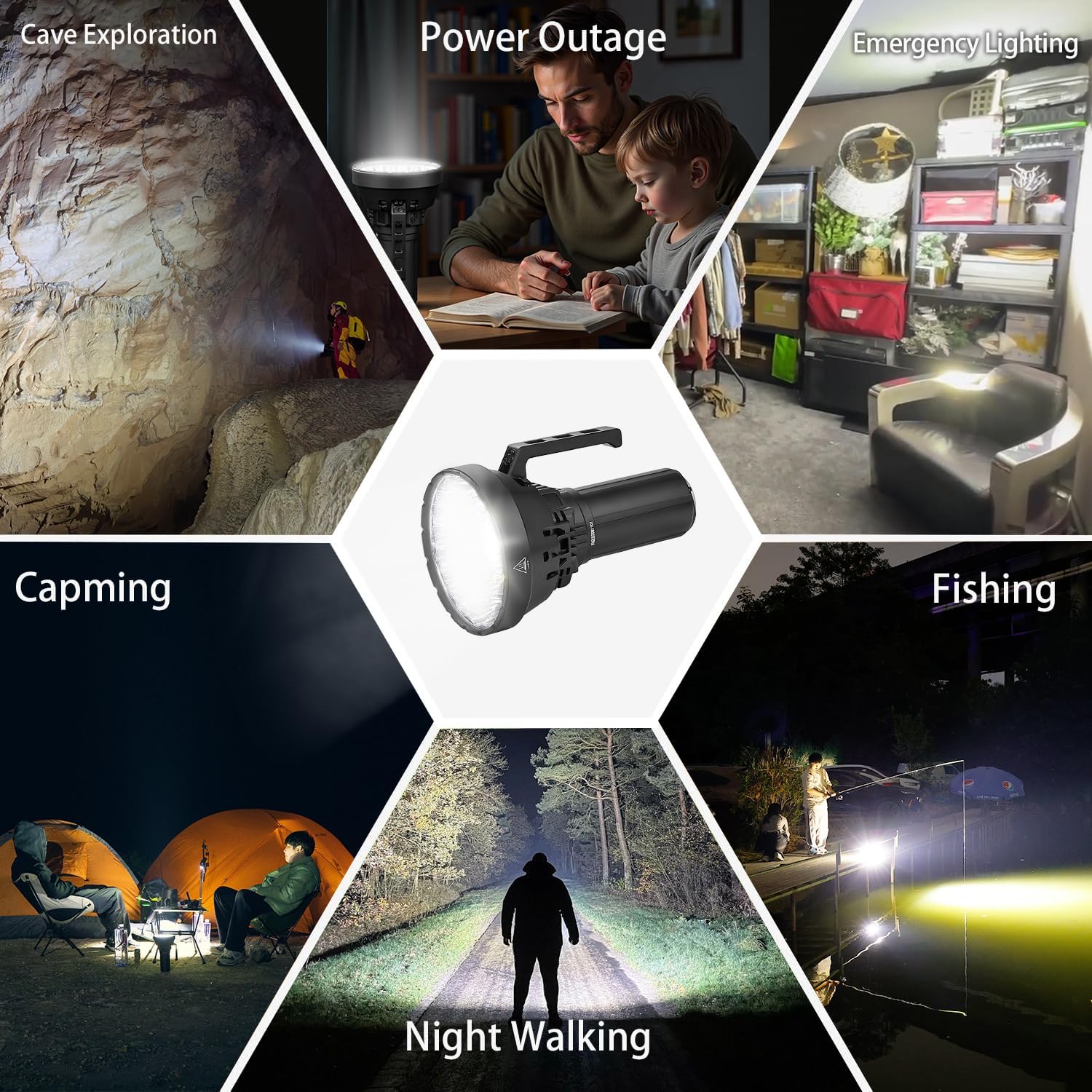 Black Knight MD12 Worlds Brightest Flashlight 200,000 Lumens with 1816 Meters Beam Distance, Rechargeable Light with USB C Charging Cooling Fans 8 Lighting Modes for Outdoor, Emergency, Camping