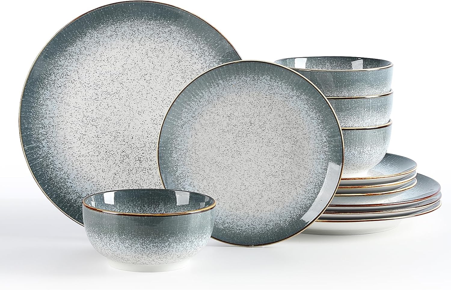 24 Piece Dinnerware Sets for 8, Porcelain Plates and Bowls Set for Kitchen, Housewaring Gift, Chip and Scratch Resistant, Easy Cleaning Dishes Set, Stack Compactly Dishware, Bohemian