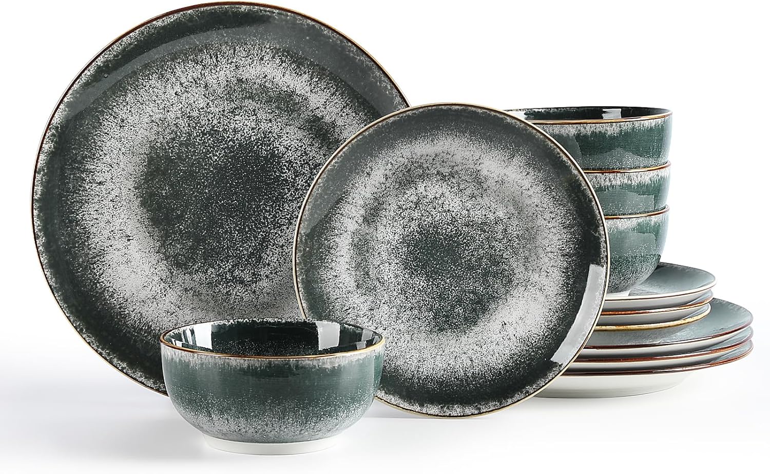 24 Piece Dinnerware Sets for 8, Porcelain Plates and Bowls Set for Kitchen, Housewaring Gift, Chip and Scratch Resistant, Easy Cleaning Dishes Set, Stack Compactly Dishware, Bohemian