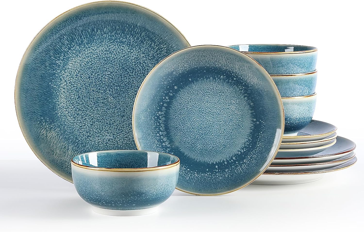 24 Piece Dinnerware Sets for 8, Porcelain Plates and Bowls Set for Kitchen, Housewaring Gift, Chip and Scratch Resistant, Easy Cleaning Dishes Set, Stack Compactly Dishware, Bohemian