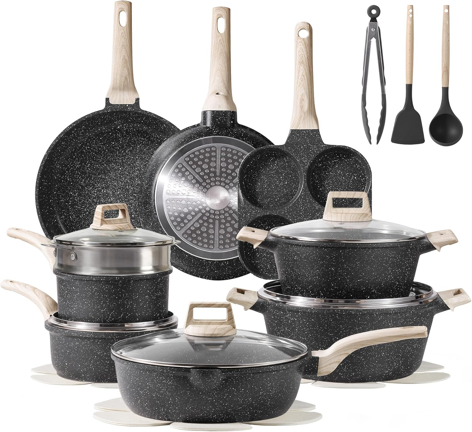 44-Piece Nonstick Cookware Set – Pots & Pans, Bakeware & Kitchen Knife Set, Induction Compatible