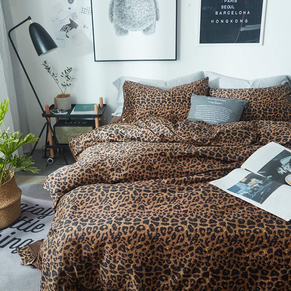 Duvet Cover Set King Size Bird Flower Pattern Soft Long Staple Cotton Floral Bedding Comforter Cover Set with Zipper Ties for Women and Men, Ultra Soft, Breathable, Easy Care-King Size