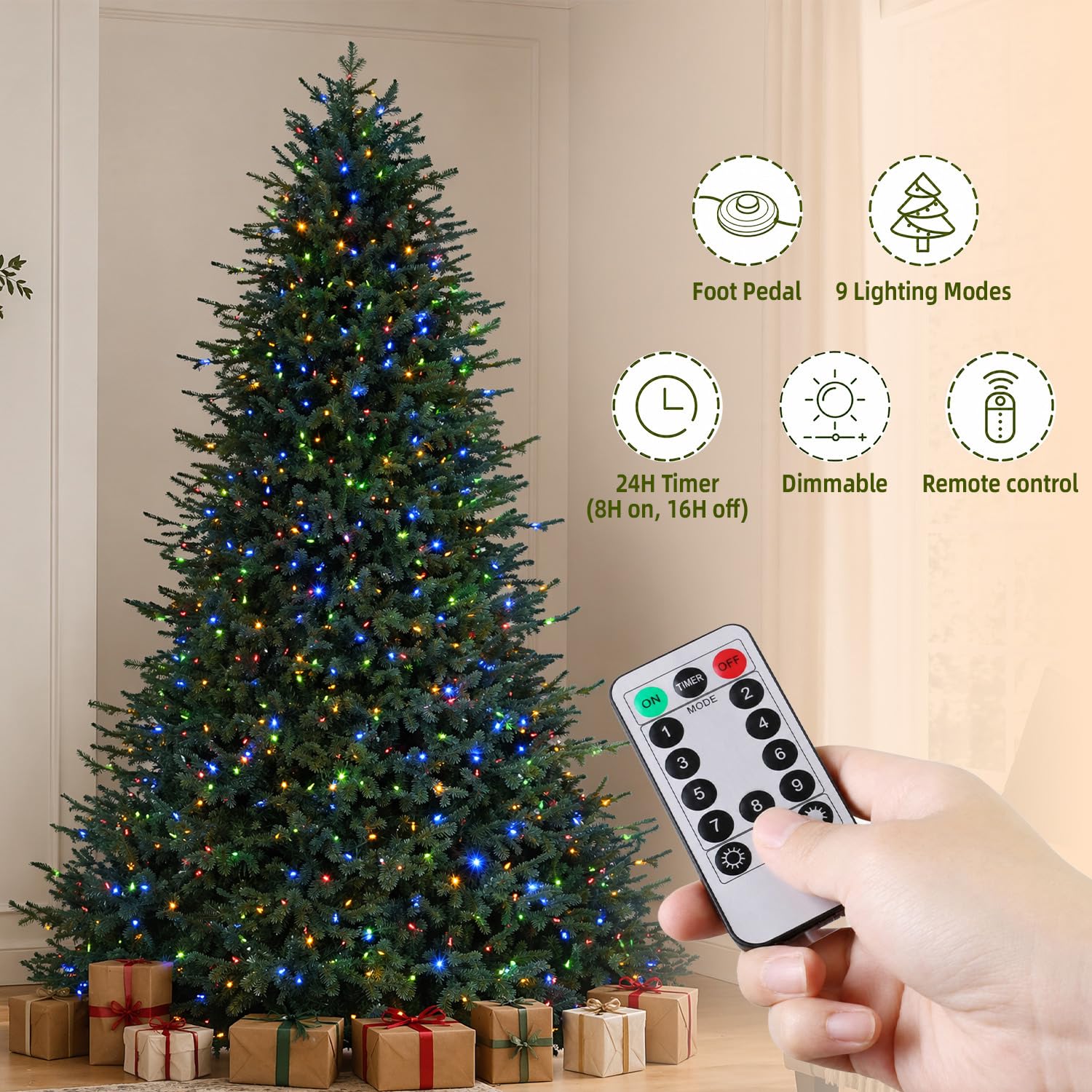 12ft Prelit Luxury Christmas Tree with Remote, Quick Connect
