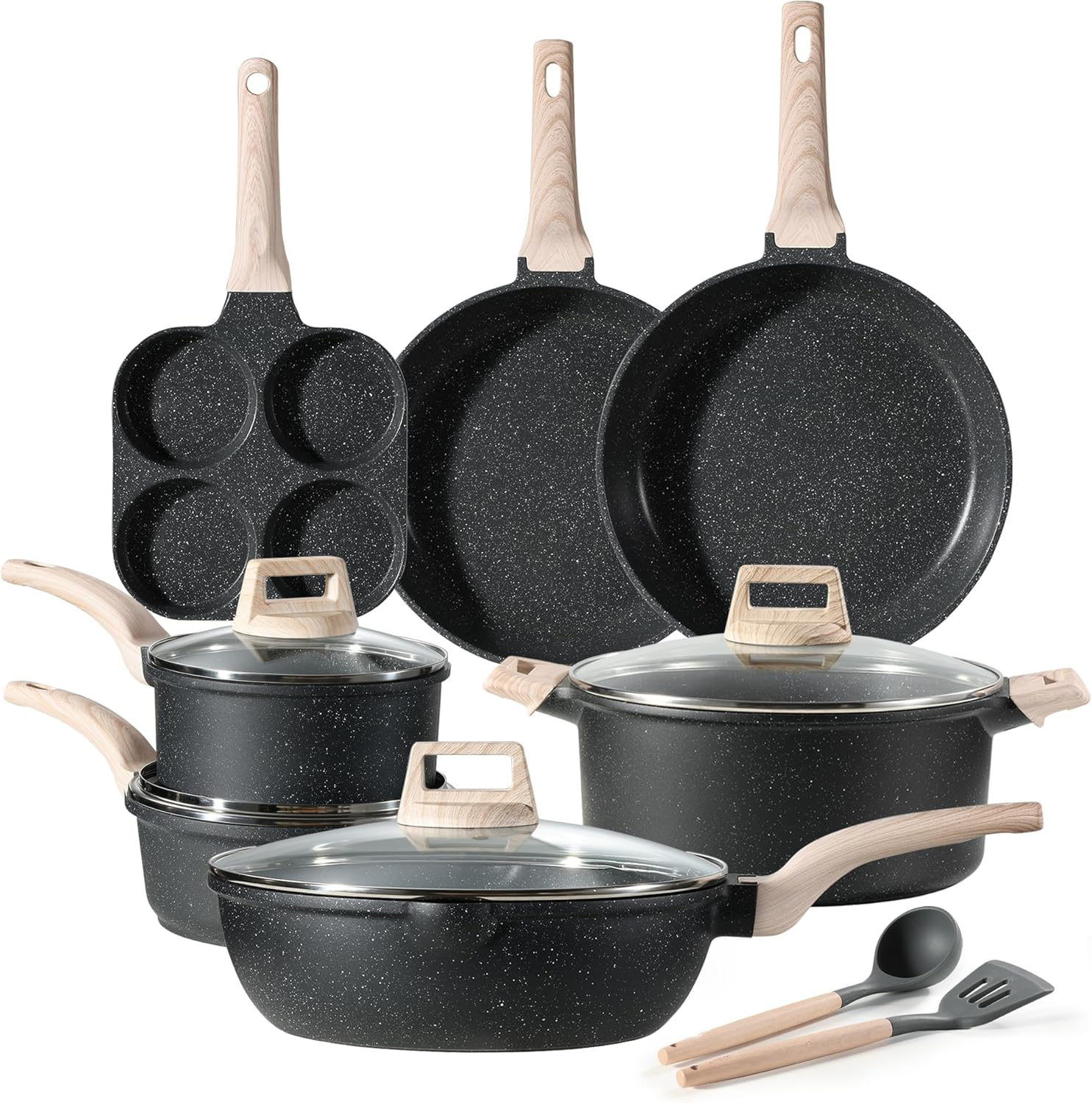 44-Piece Nonstick Cookware Set – Pots & Pans, Bakeware & Kitchen Knife Set, Induction Compatible