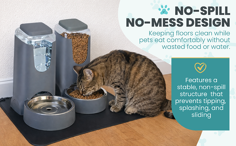 Large Capcity Non- Spill Cat Water and Food Stainless Steel Bowls