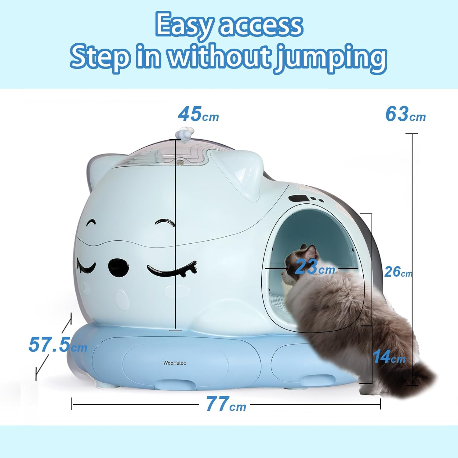 Automatic Cat Litter Box Self Cleaning with AI & 21 Sensors,Extra Large 80L, for Large Cats & Multiple Cats, Dual Odor Control, Low-Entry Design, Quiet Motor, APP Control (White)