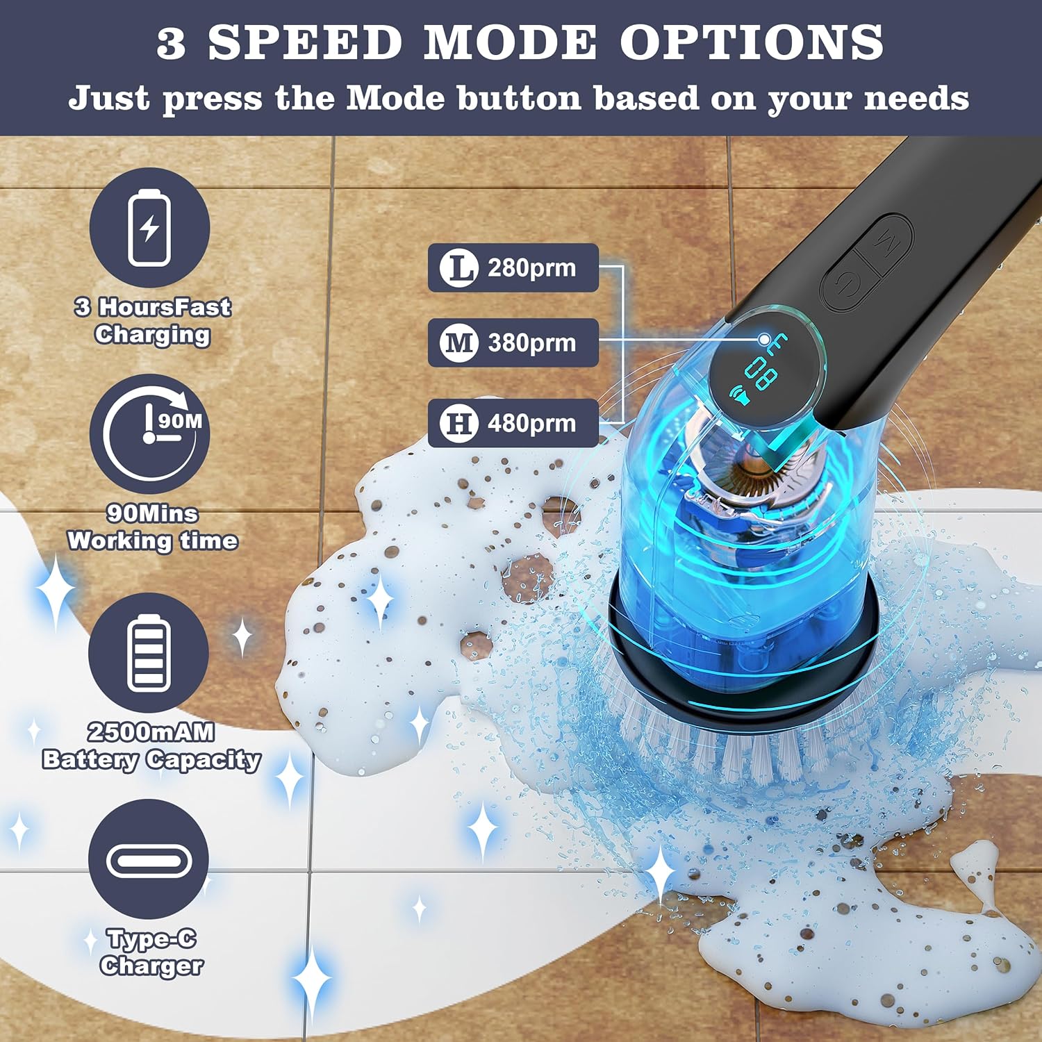 🎉Last Day 60% OFF⏰️ Electric Spin Scrubber,Cordless Cleaning Brush,Shower Cleaning Brush