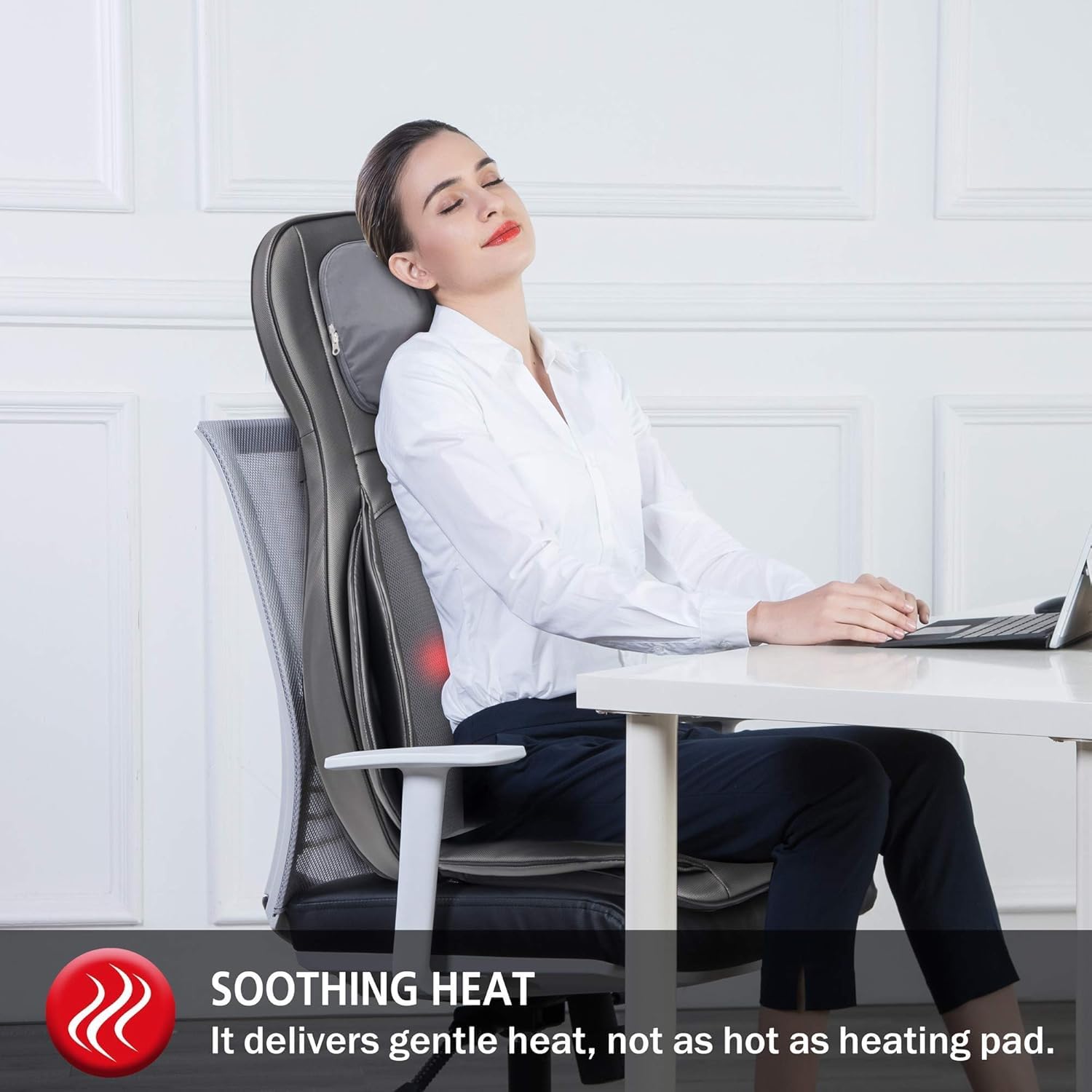 Massager Chair with Heat, Shiatsu Neck Back Massager Portable with Compression & Rolling,Massage Chair Pad for Neck & Back for Muscle Tension Relief