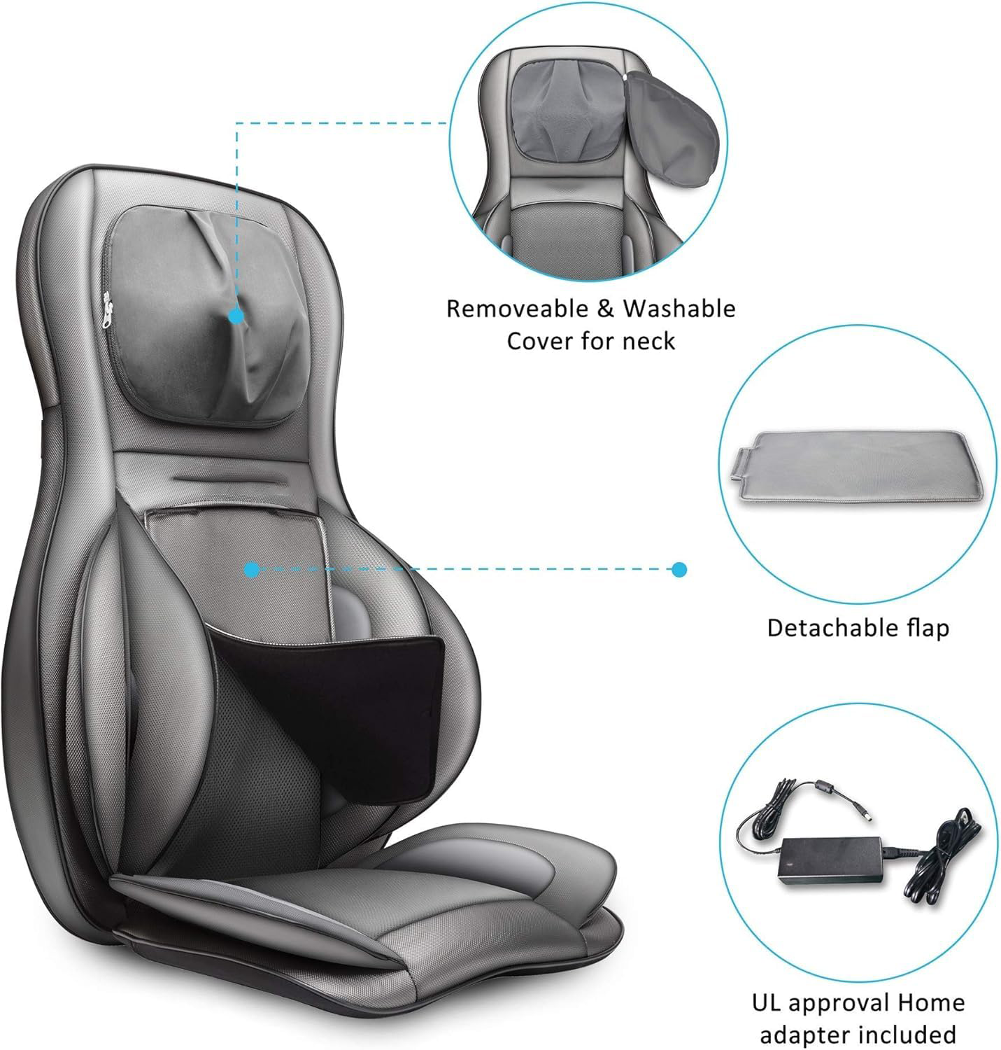 Massager Chair with Heat, Shiatsu Neck Back Massager Portable with Compression & Rolling,Massage Chair Pad for Neck & Back for Muscle Tension Relief