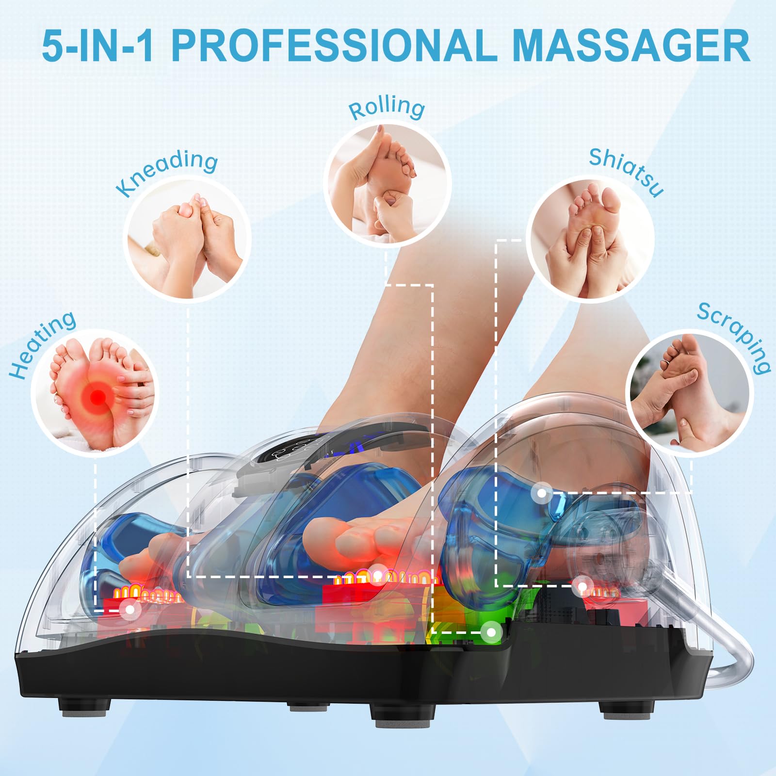 Shiatsu Foot Massager with Heat, FSA Eligible HSA Foot Massager for Plantar Fasciitis, Neuropathy, Circulation and Pain Relief, Massage Feet at Home/Office, Gift for Men and Women