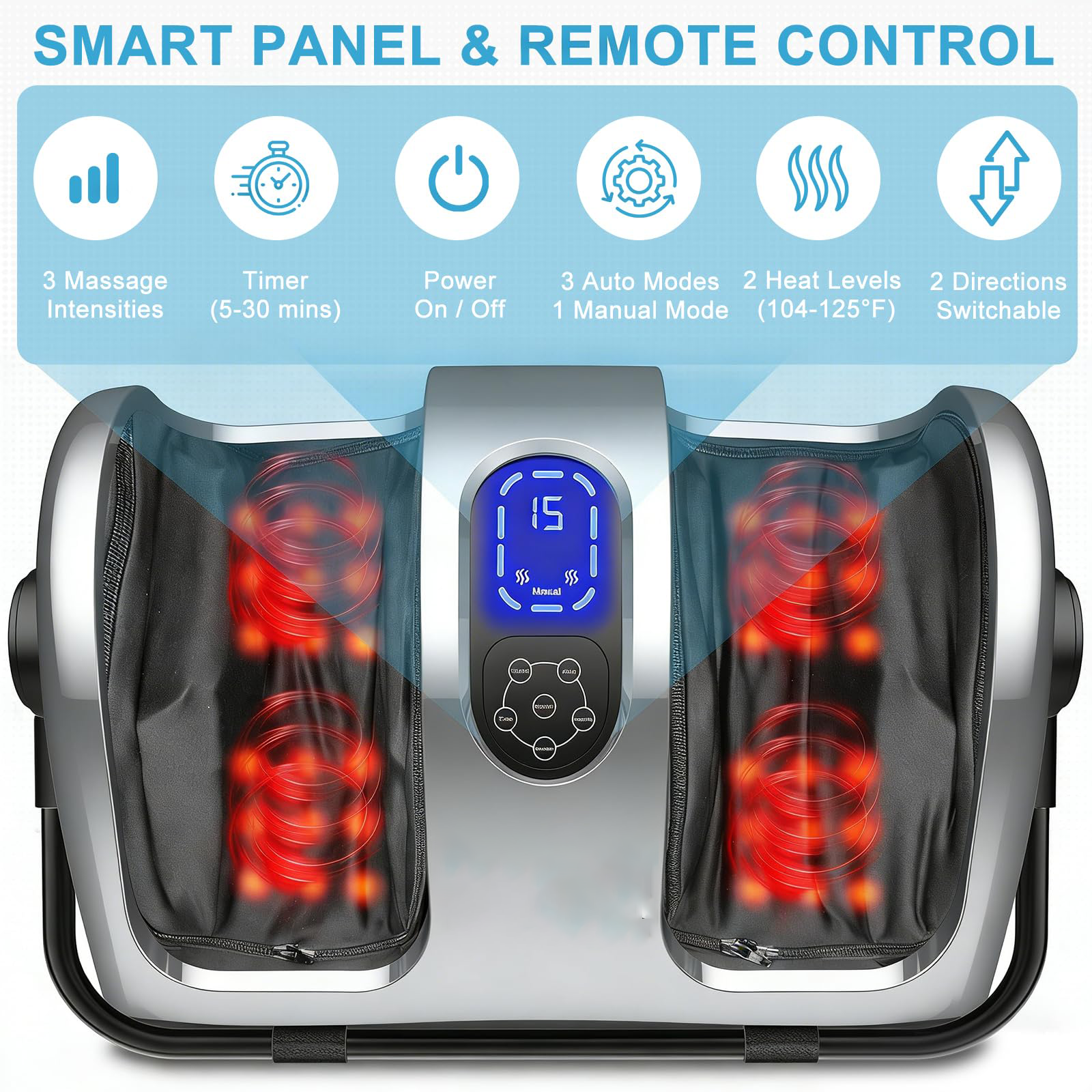 Shiatsu Foot Massager with Heat, FSA Eligible HSA Foot Massager for Plantar Fasciitis, Neuropathy, Circulation and Pain Relief, Massage Feet at Home/Office, Gift for Men and Women