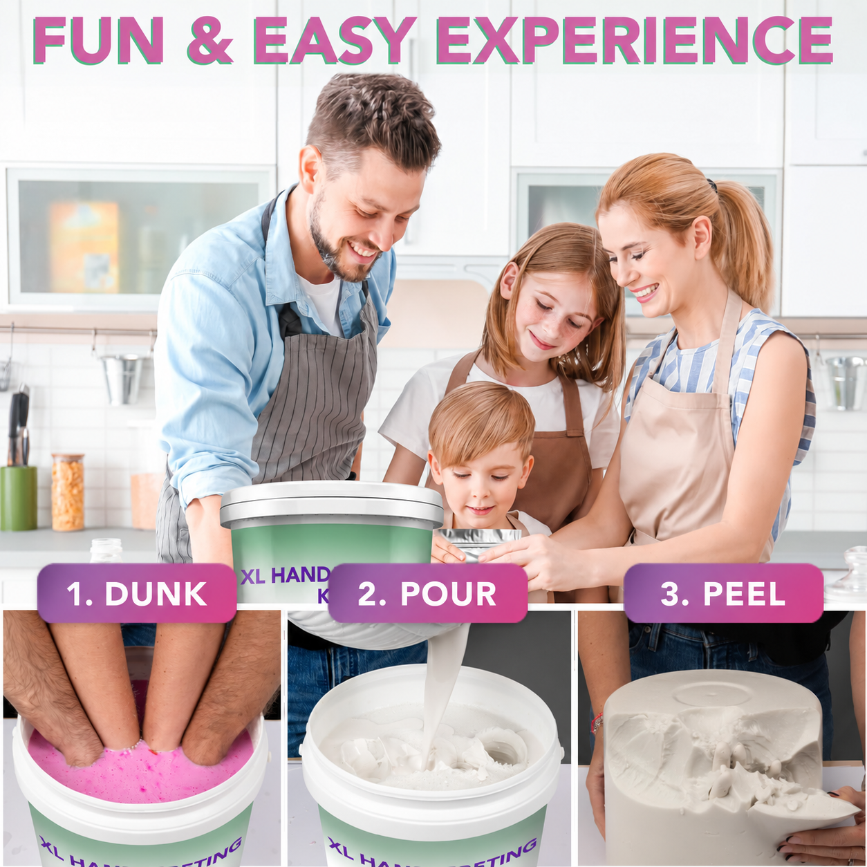 XL Hand Casting Kit for Family - Extra Large Mold, Up to 6 Hands