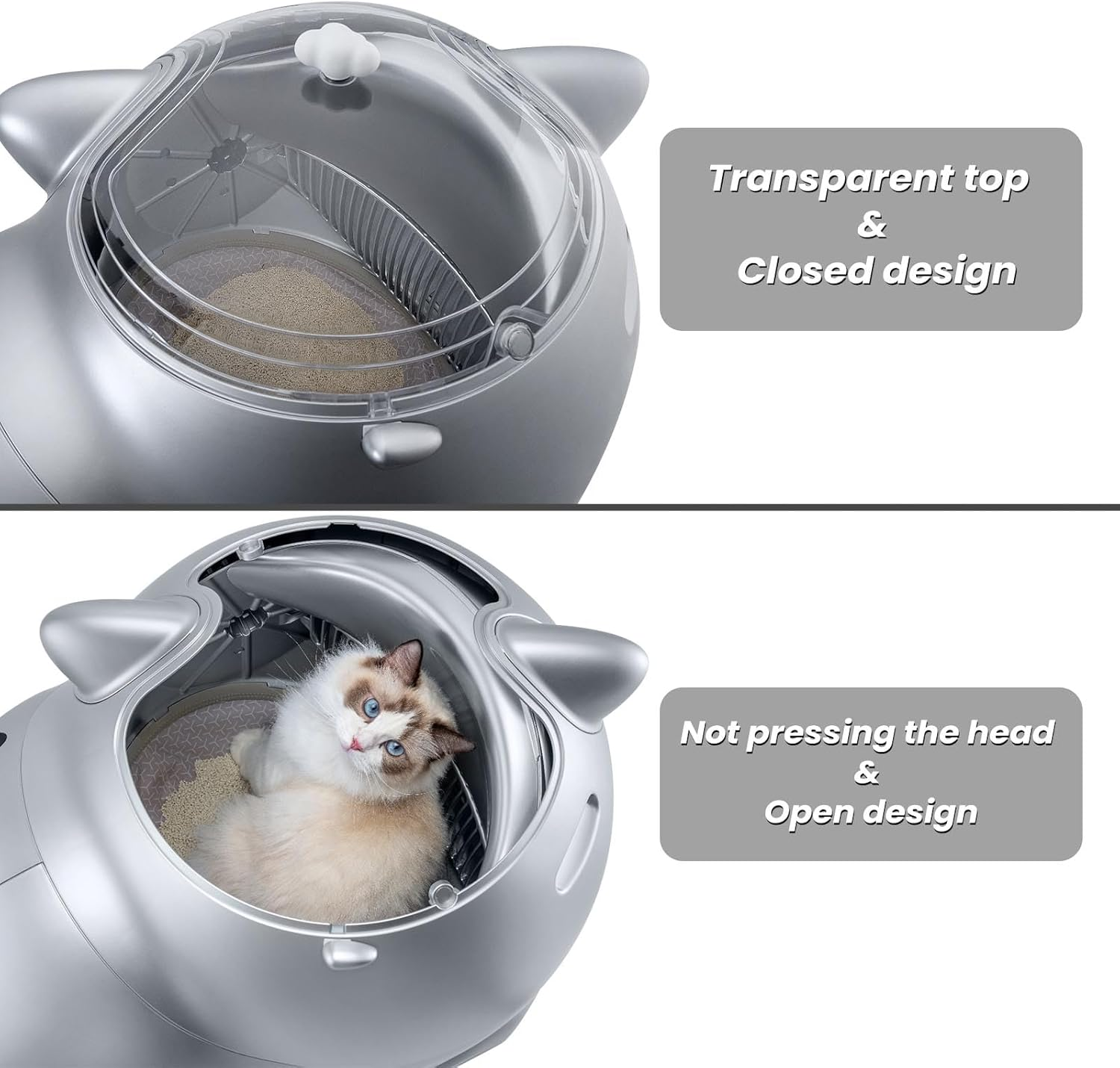 Automatic Cat Litter Box Self Cleaning with AI & 21 Sensors,Extra Large 80L, for Large Cats & Multiple Cats, Dual Odor Control, Low-Entry Design, Quiet Motor, APP Control (White)