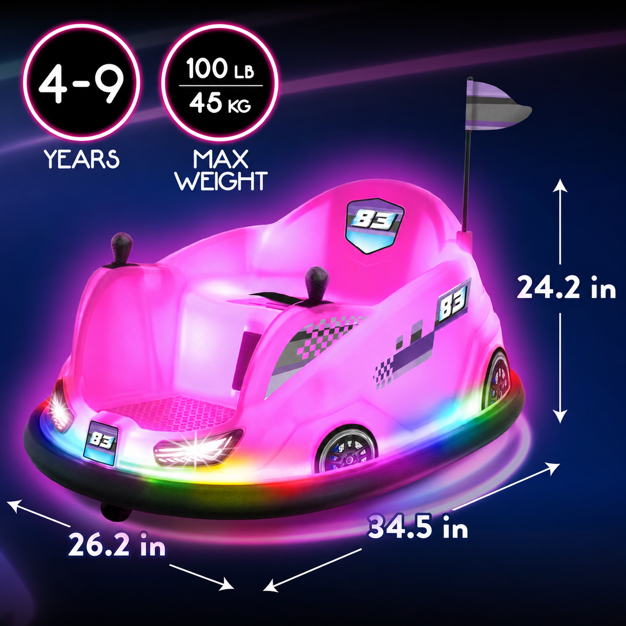 12V Glow Bumper Car Ride On Toy