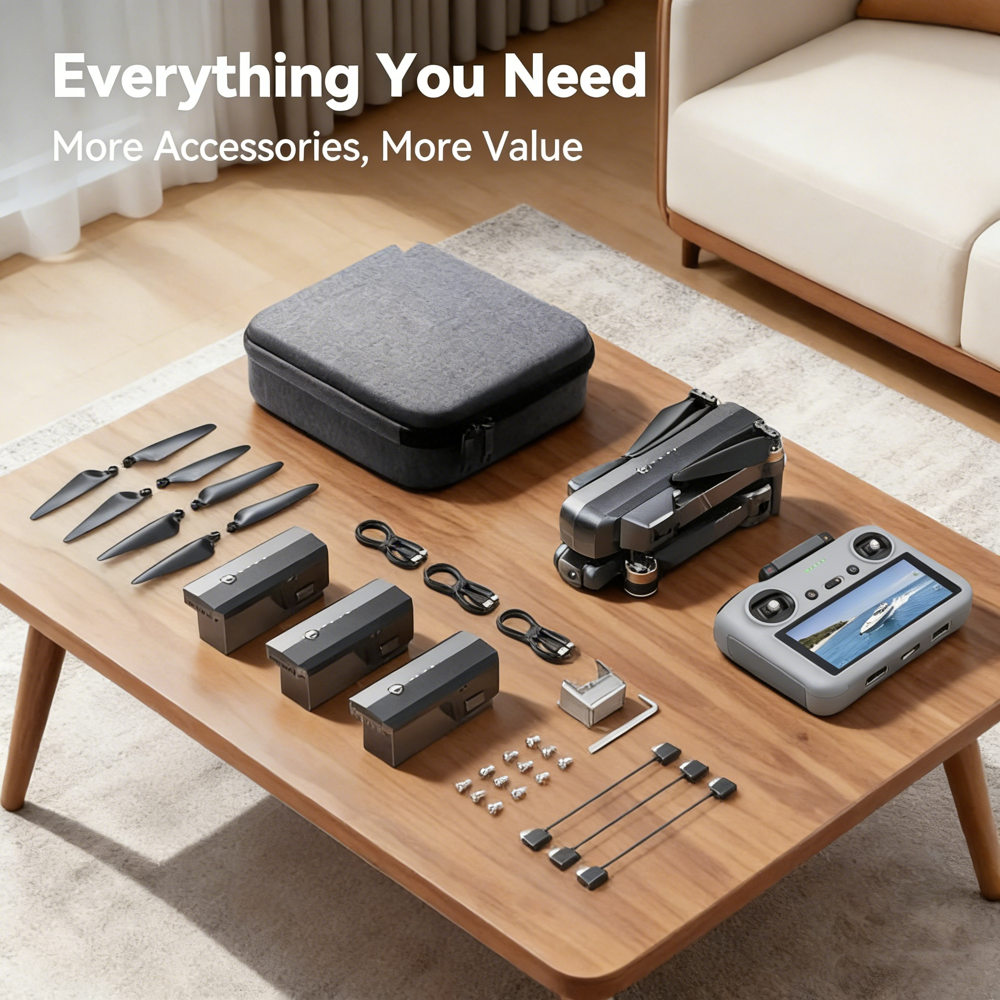 Fly More Combo Plus with  RC , Drone with Camera, 1-Inch CMOS, 4K Drone for Beginners, Obstacle Sensing, ActiveTrack 360°, 225° Gimbal Rotation, Extended Battery Life