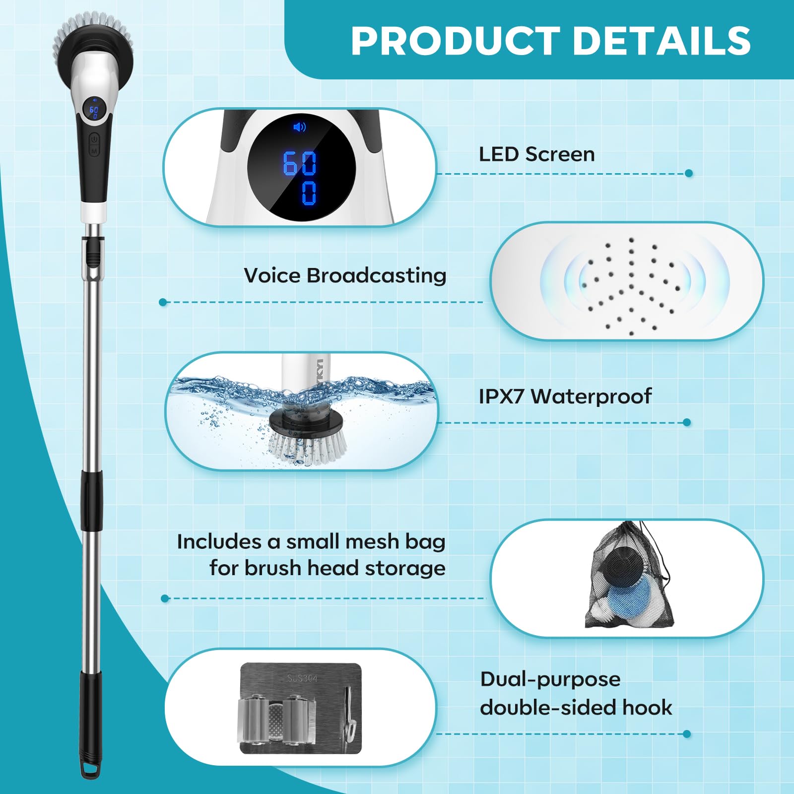 🎉Last Day 60% OFF⏰️ Electric Spin Scrubber,Cordless Cleaning Brush,Shower Cleaning Brush