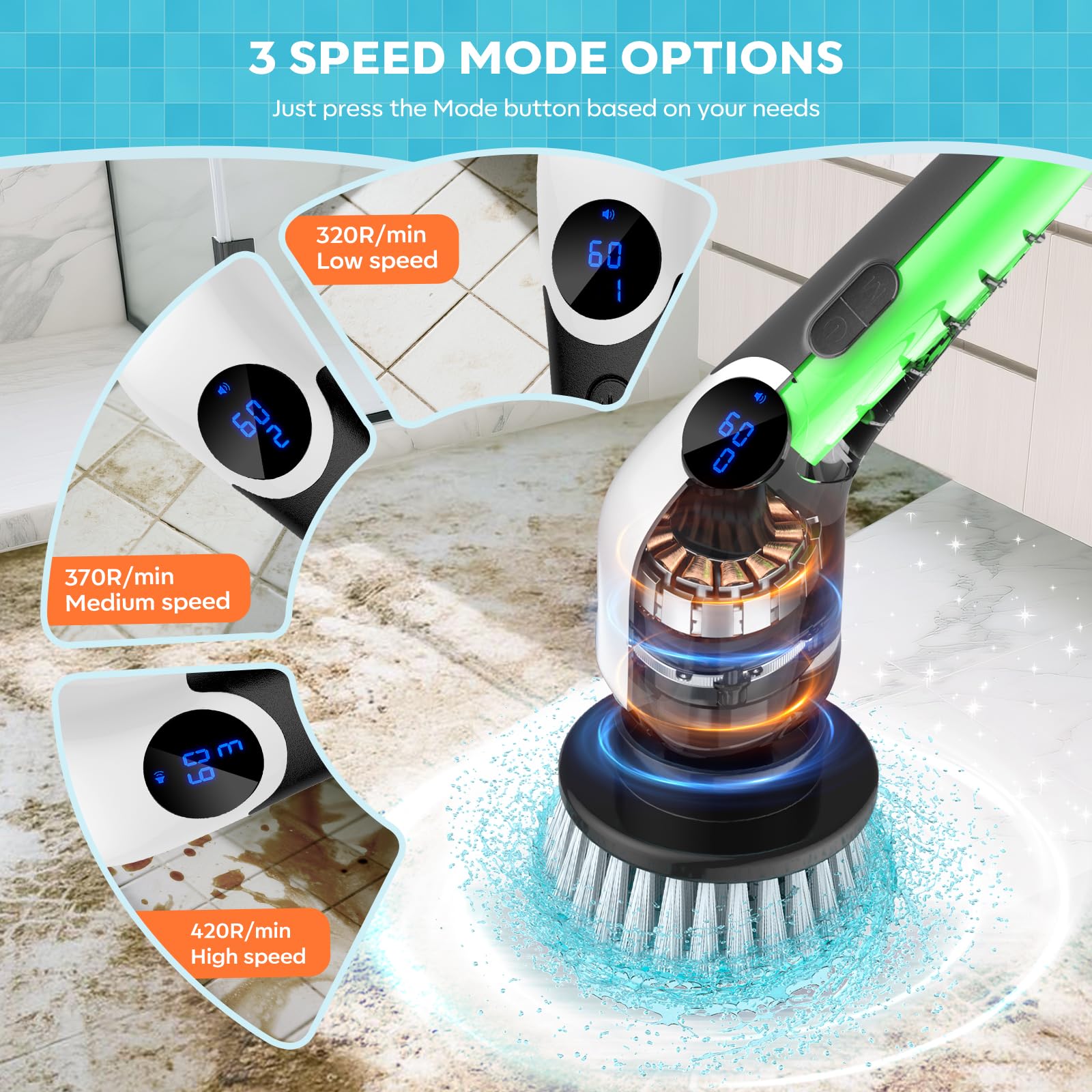 🎉Last Day 60% OFF⏰️ Electric Spin Scrubber,Cordless Cleaning Brush,Shower Cleaning Brush