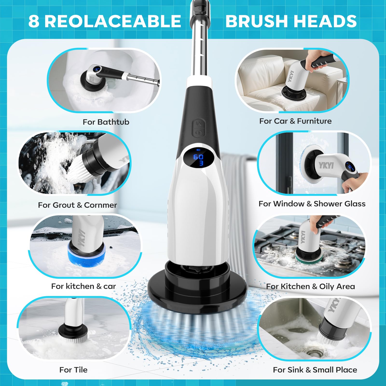 🎉Last Day 60% OFF⏰️ Electric Spin Scrubber,Cordless Cleaning Brush,Shower Cleaning Brush