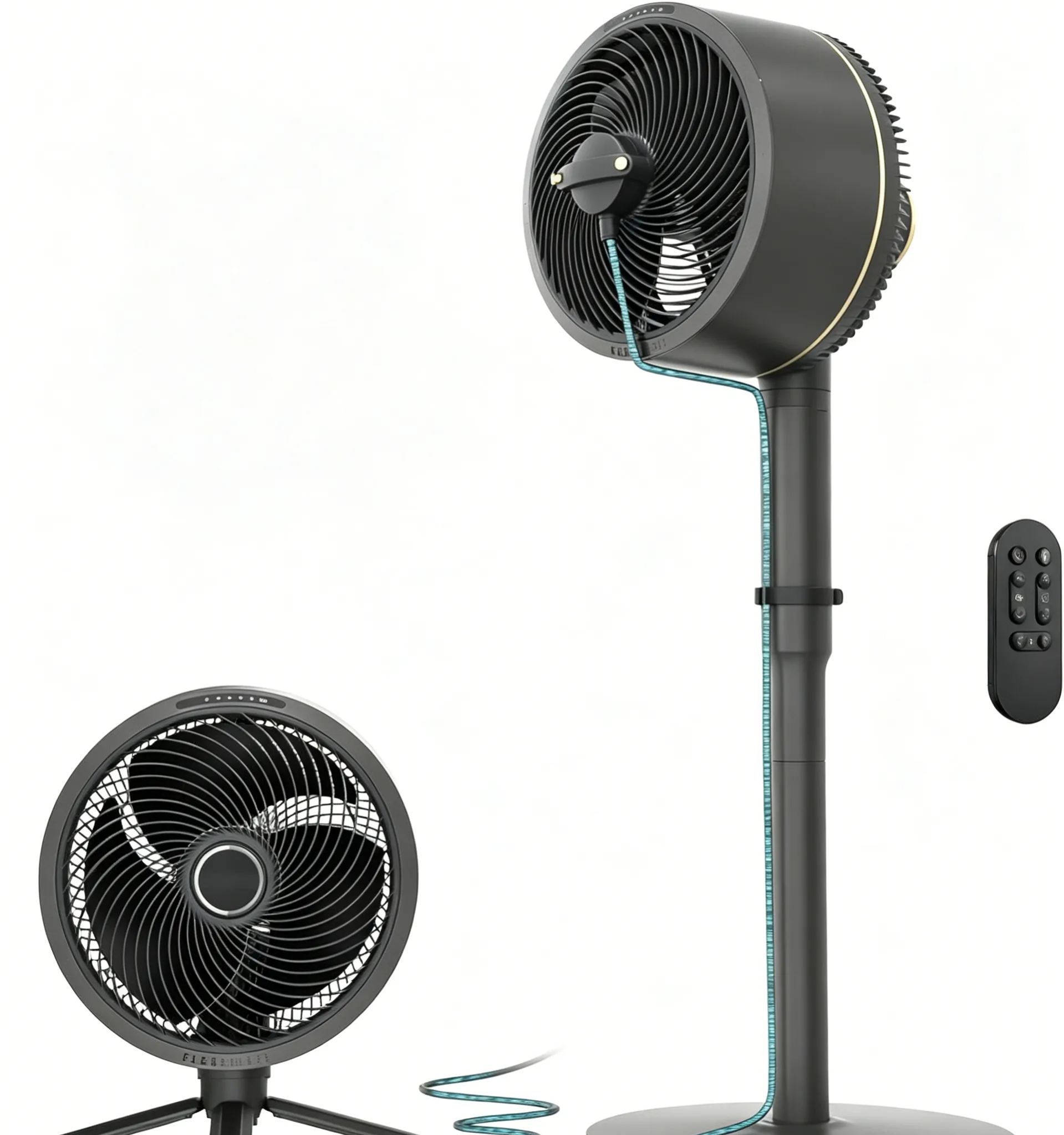 Flex Pro Mist Fan, Indoor & Outdoor Oscillating Cooling Fan with Misting for Home & Patio, Floor & Tabletop, Portable Cordless & Corded, 24Hr Battery, Remote, Charcoal Grey, FA302​