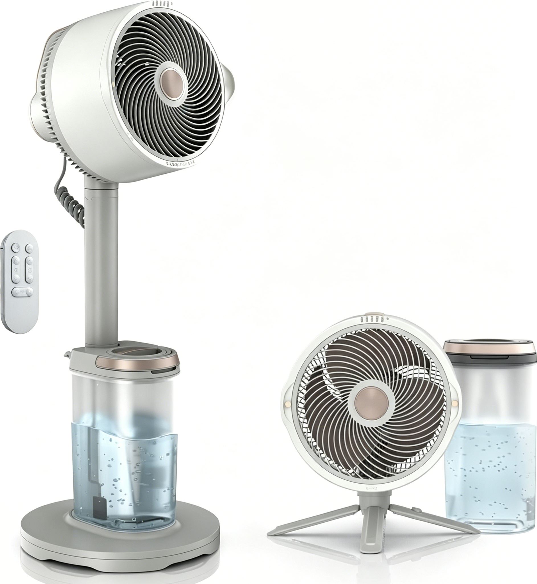 Flex Pro Mist Fan, Indoor & Outdoor Oscillating Cooling Fan with Misting for Home & Patio, Floor & Tabletop, Portable Cordless & Corded, 24Hr Battery, Remote, Charcoal Grey, FA302​
