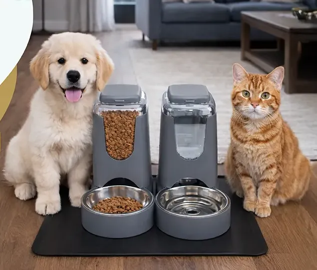 Weslore Automatic Cat Feeder 2.8L/4L Water Dispenser Set with Mat